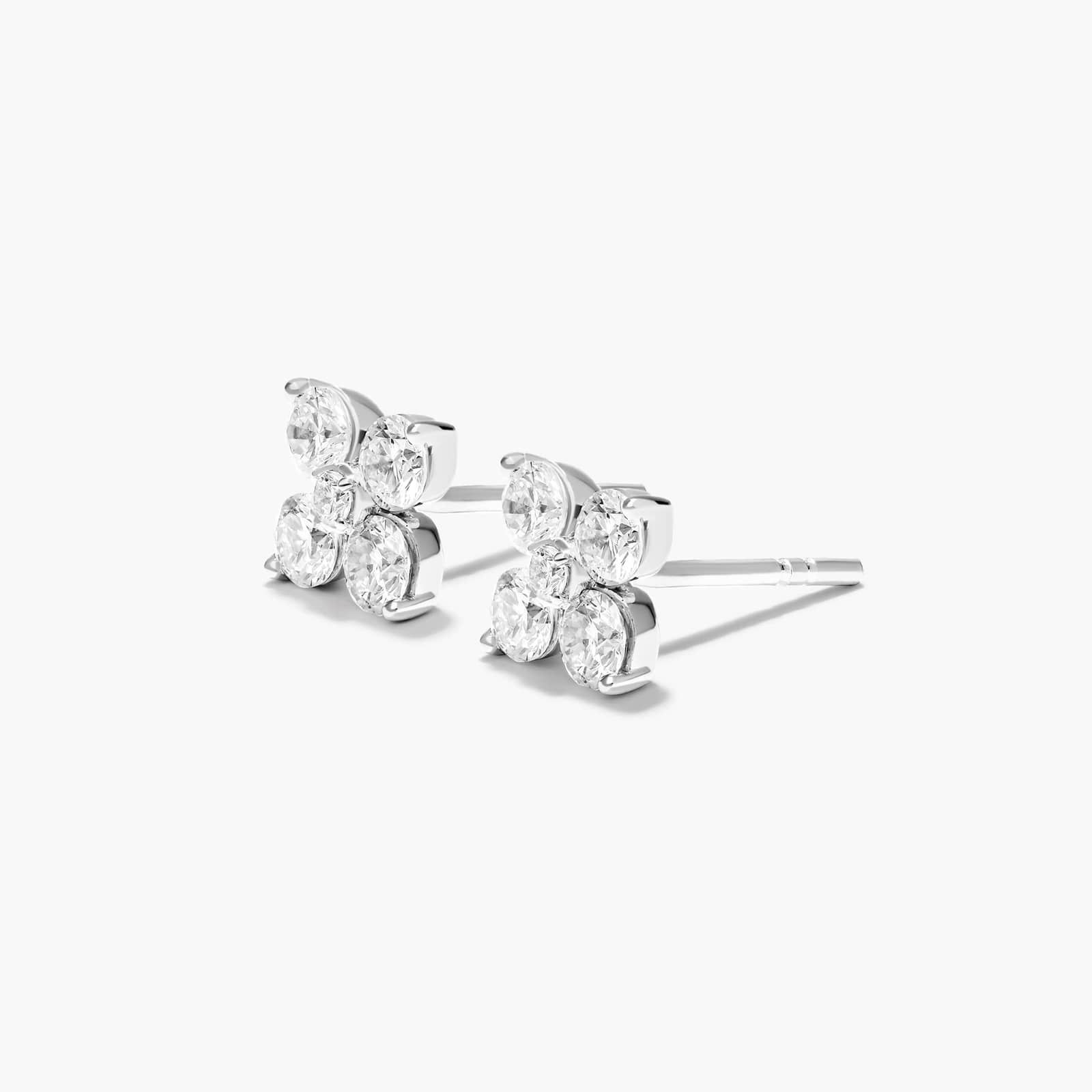 14K White Gold Blossom Lab-Grown Diamond Stud Earrings
