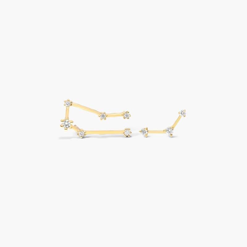 Gemini Constellation Lab-Grown Diamond Stud Earrings In 14K Yellow Gold