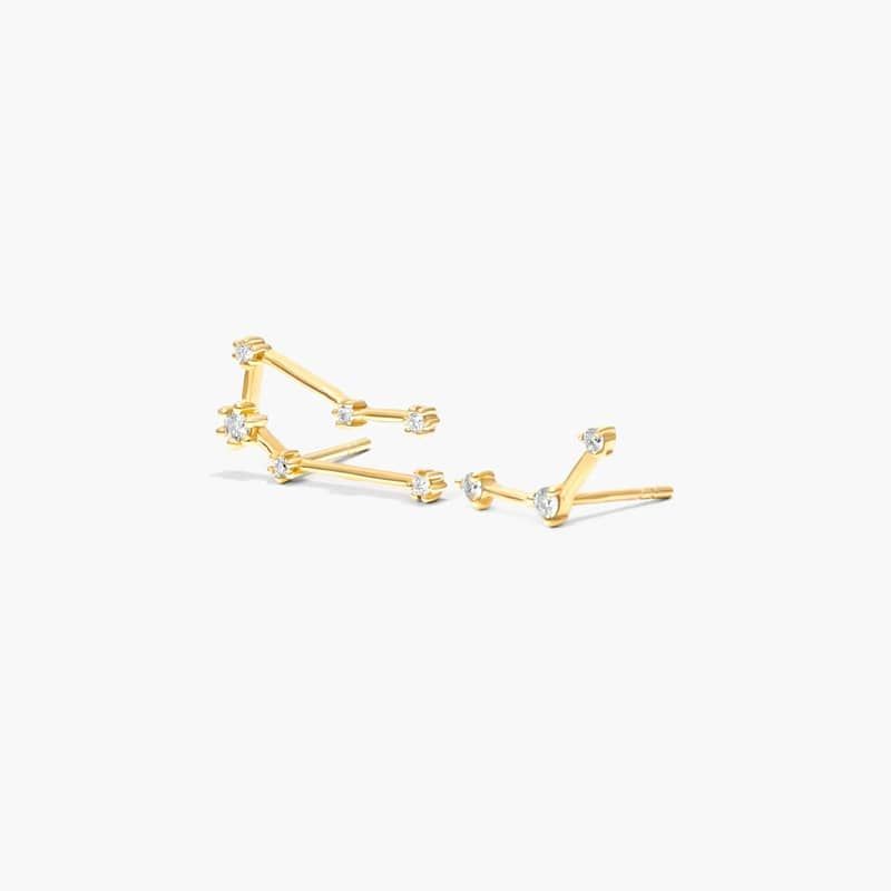 Gemini Constellation Lab-Grown Diamond Stud Earrings In 14K Yellow Gold