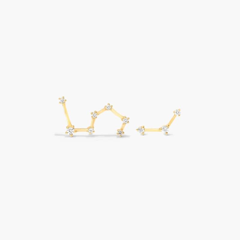 Leo Constellation Lab-Grown Diamond Stud Earrings In 14K Yellow Gold