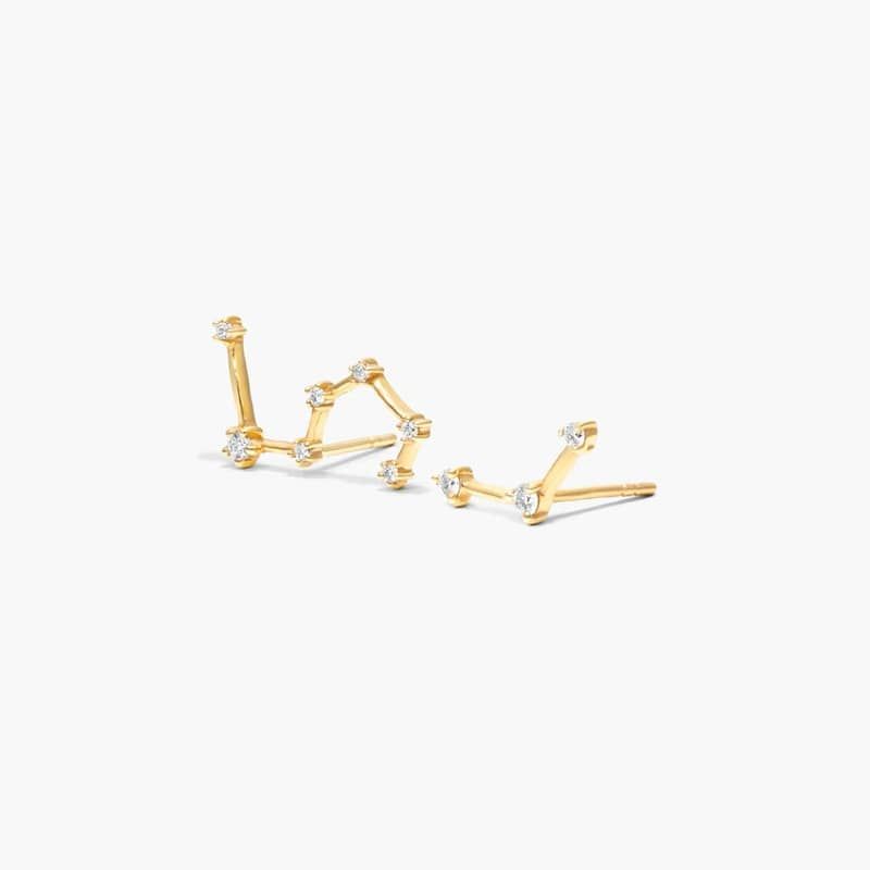 Leo Constellation Lab-Grown Diamond Stud Earrings In 14K Yellow Gold