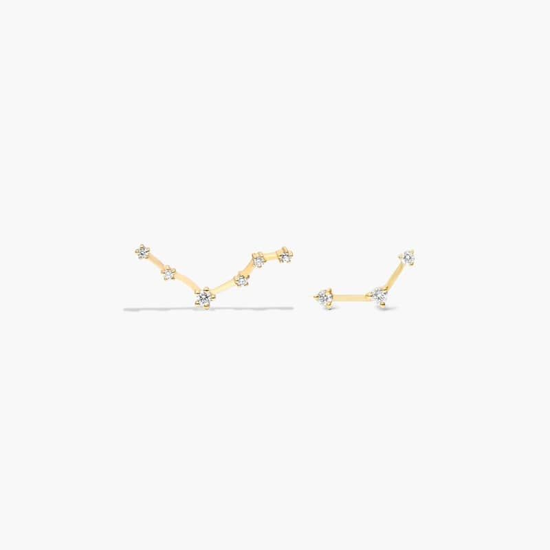 Libra Constellation Lab-Grown Diamond Stud Earrings In 14K Yellow Gold