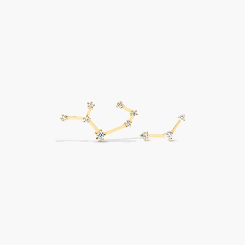 Sagittarius Constellation Lab-Grown Diamond Stud Earrings In 14K Yellow Gold
