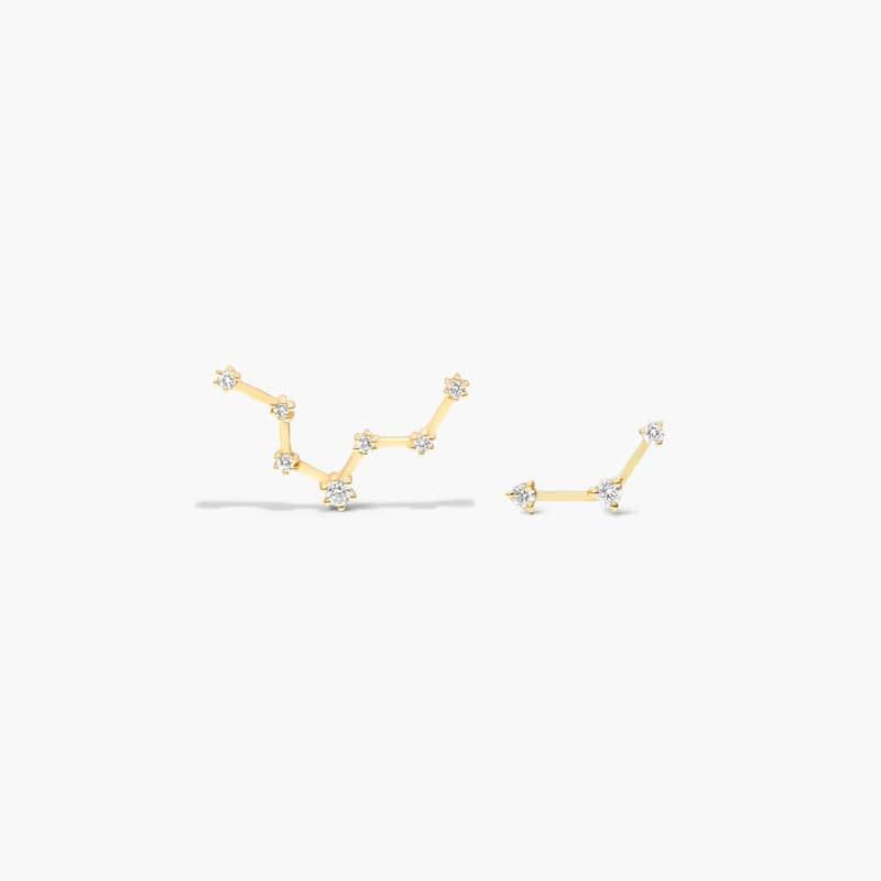 Pisces Constellation Lab-Grown Diamond Stud Earrings In 14K Yellow Gold