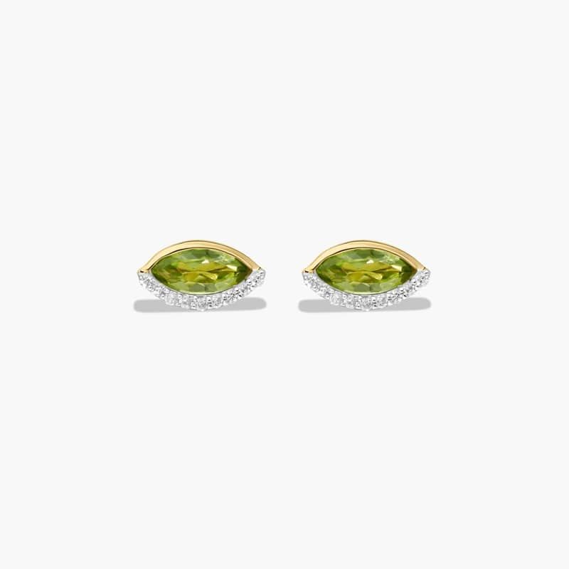 Radiant Reflections Marquise Cut Peridot Earrings In 14K Yellow Gold