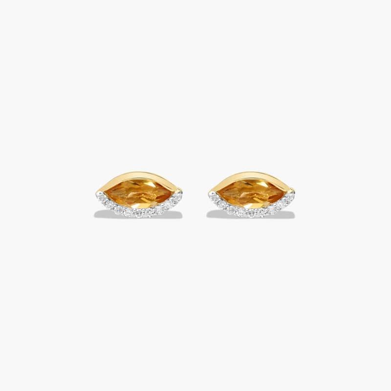 Radiant Reflections Marquise Cut Citrine Earrings In 14K Yellow Gold