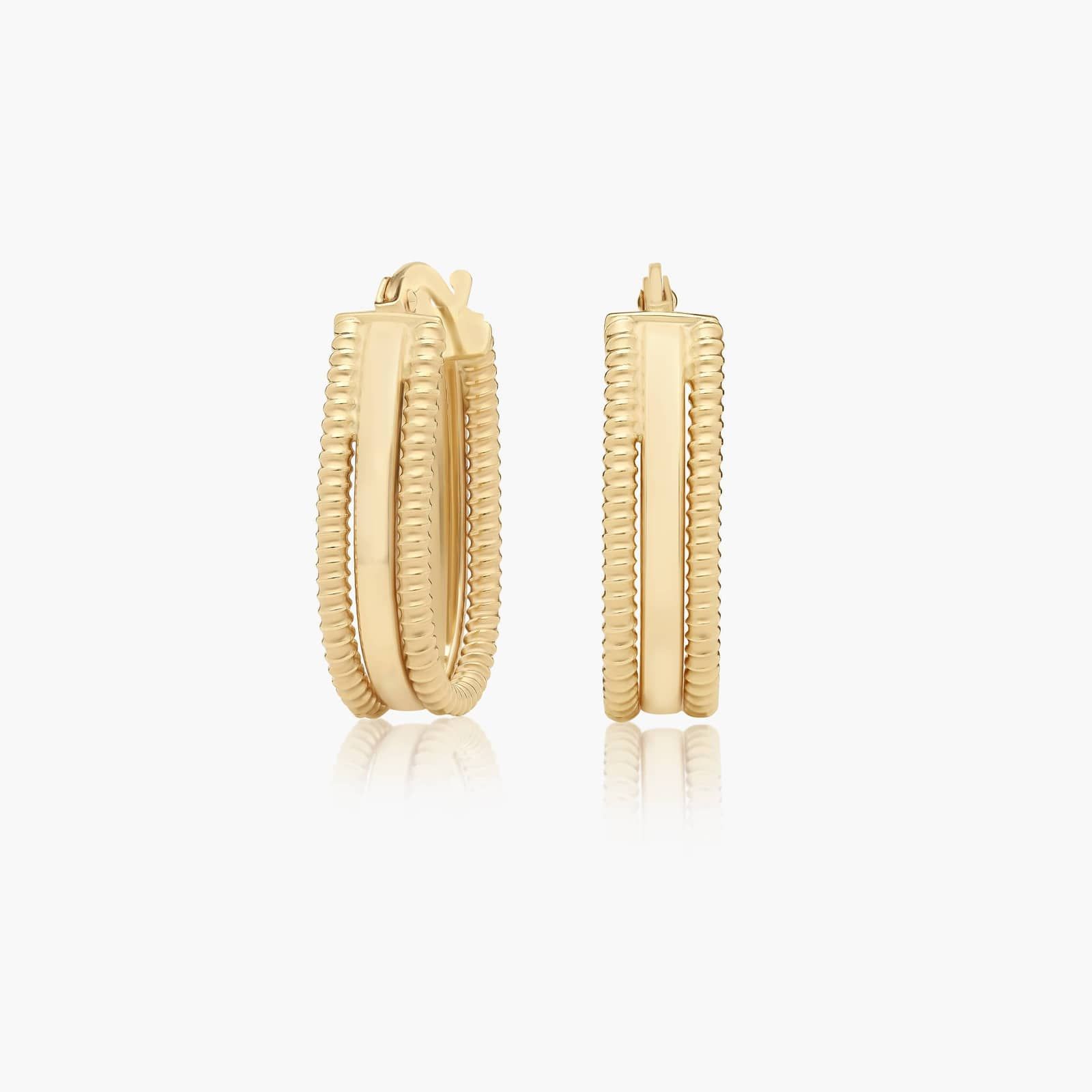Golden Hour Textured Oval Hoop Earrings In 14K Yellow Gold By James Allen