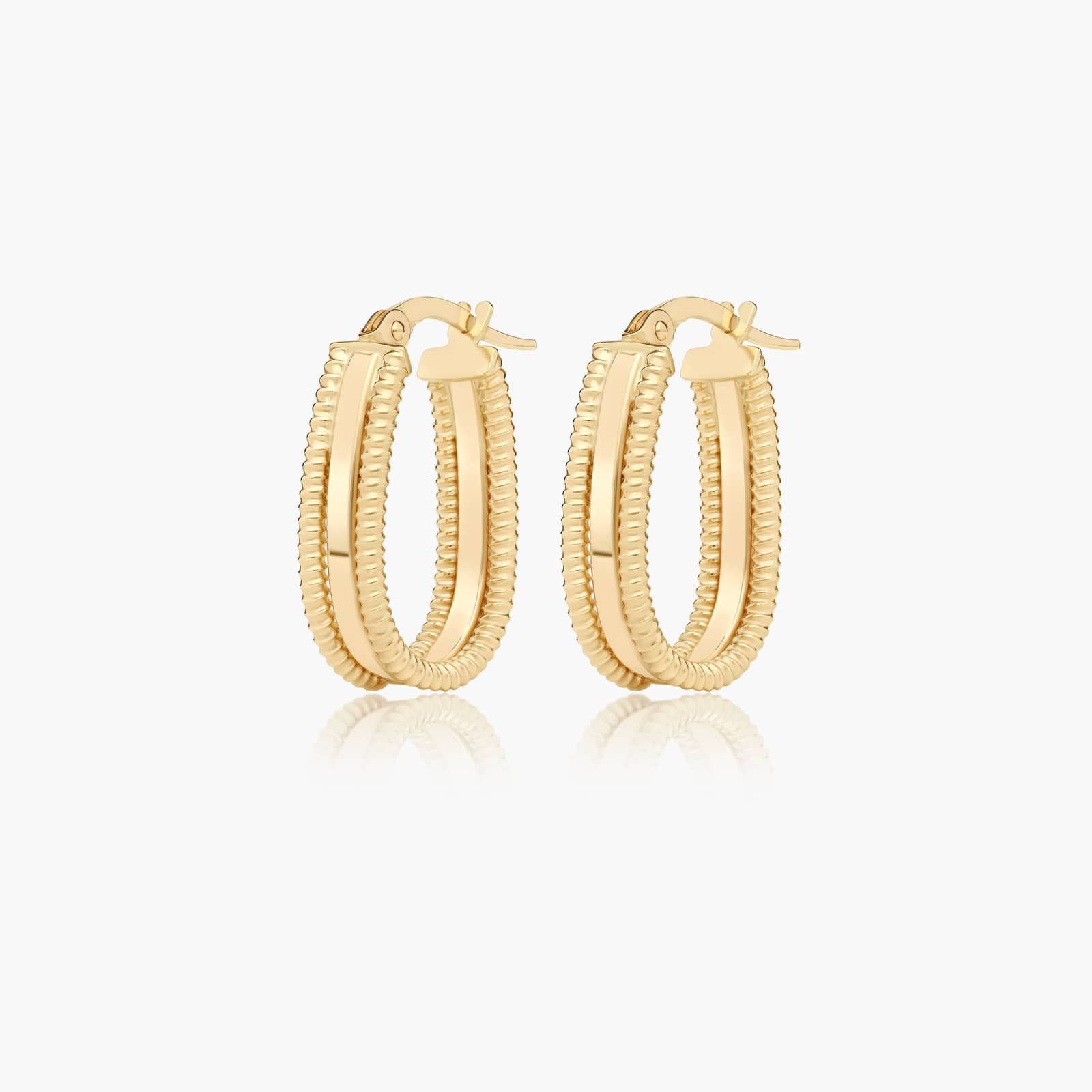 Golden Hour Textured Oval Hoop Earrings In 14K Yellow Gold By James Allen