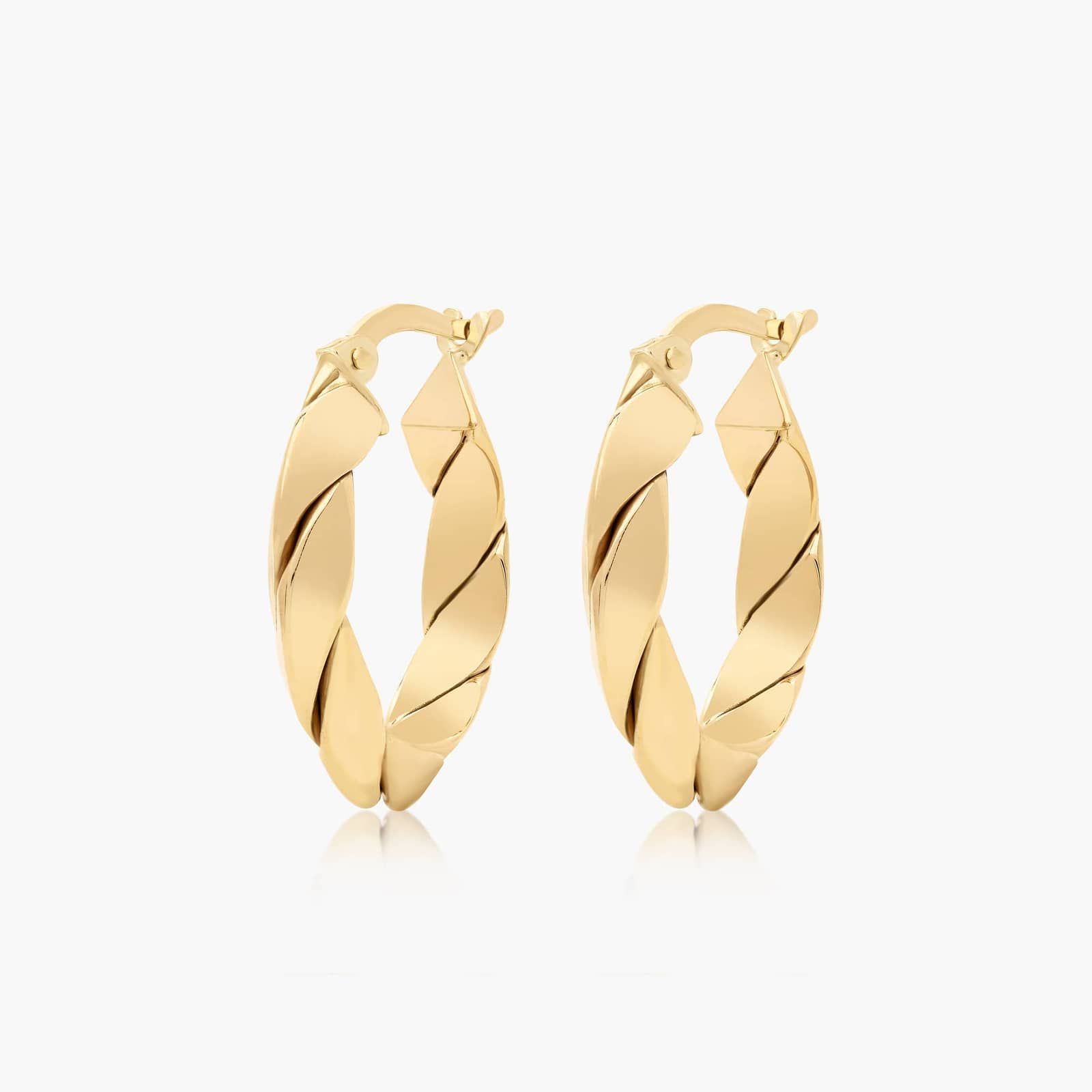 Golden Hour Grooved Fancy Hoop Earrings In 14K Yellow Gold