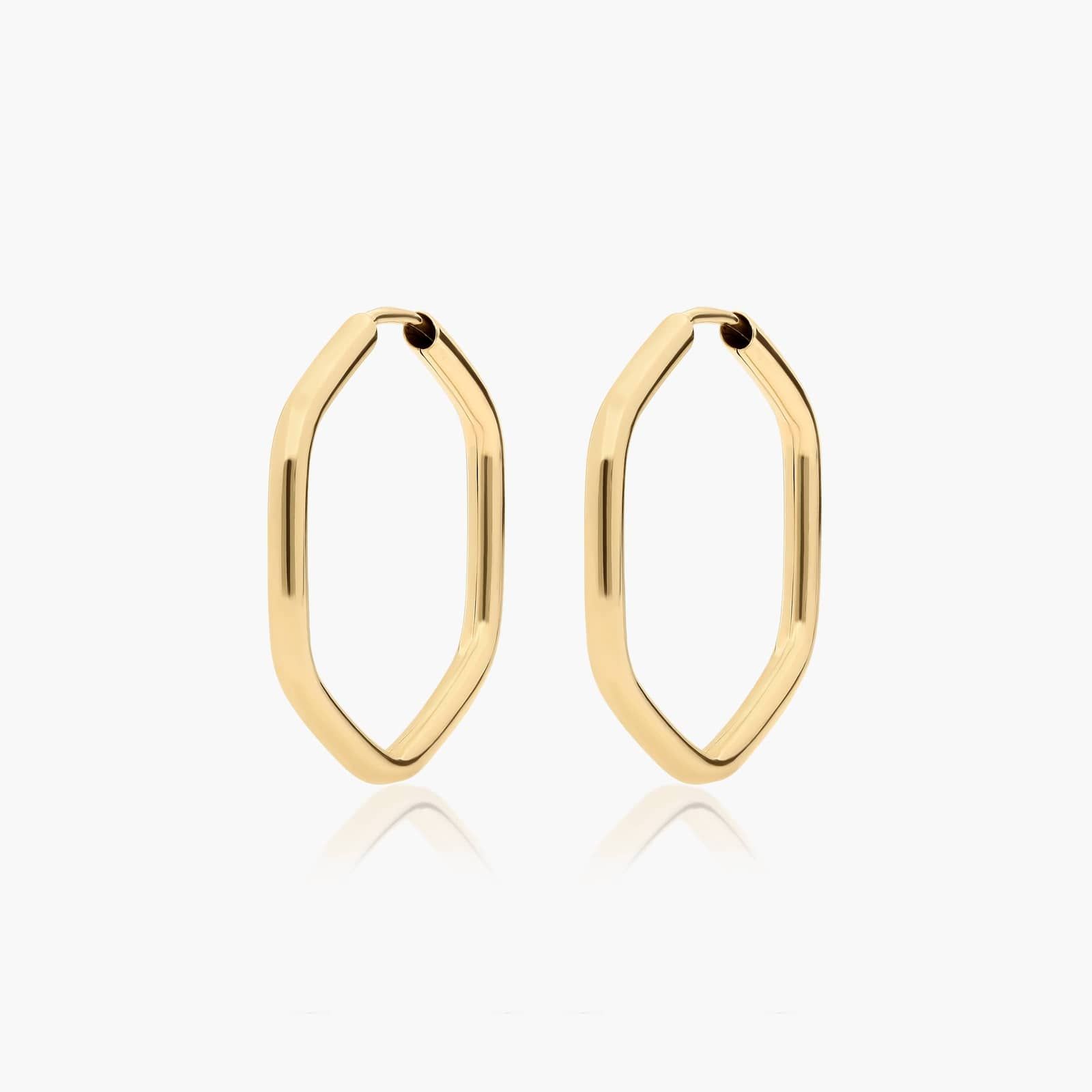 Golden Hour Hexagon Hoop Earrings In 14K Yellow Gold