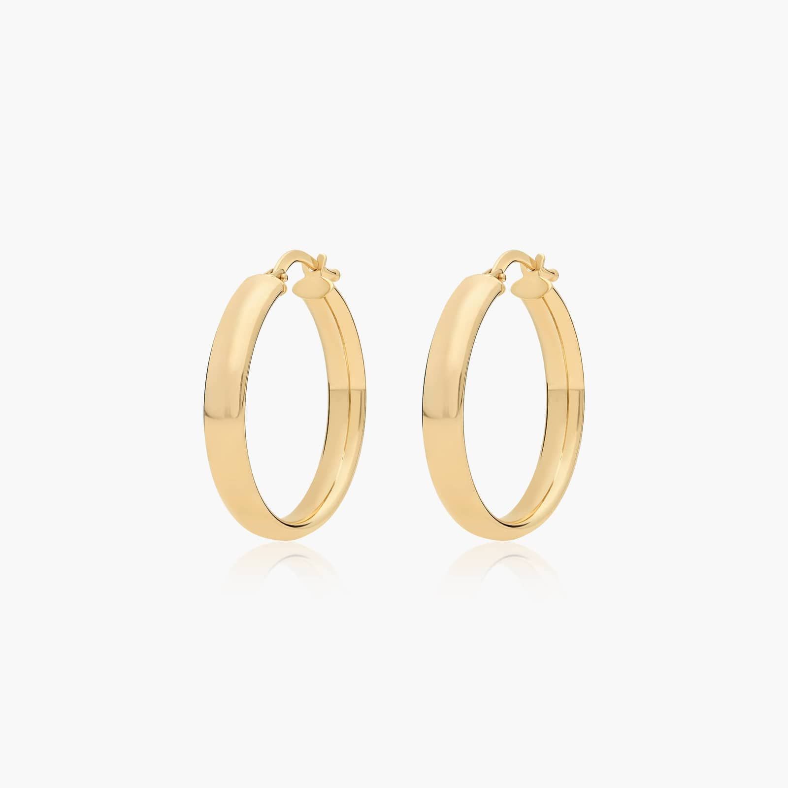 Golden Hour Wide Round Hoop Earrings In 14K Yellow Gold