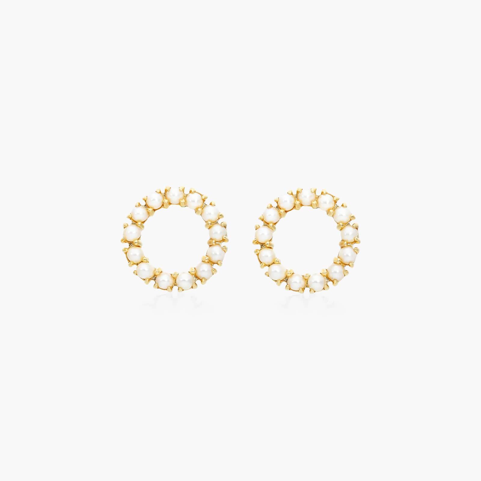 Cultured Freshwater Seed Pearl Open Circle Earrings In 14K Yellow Gold (2.0mm)