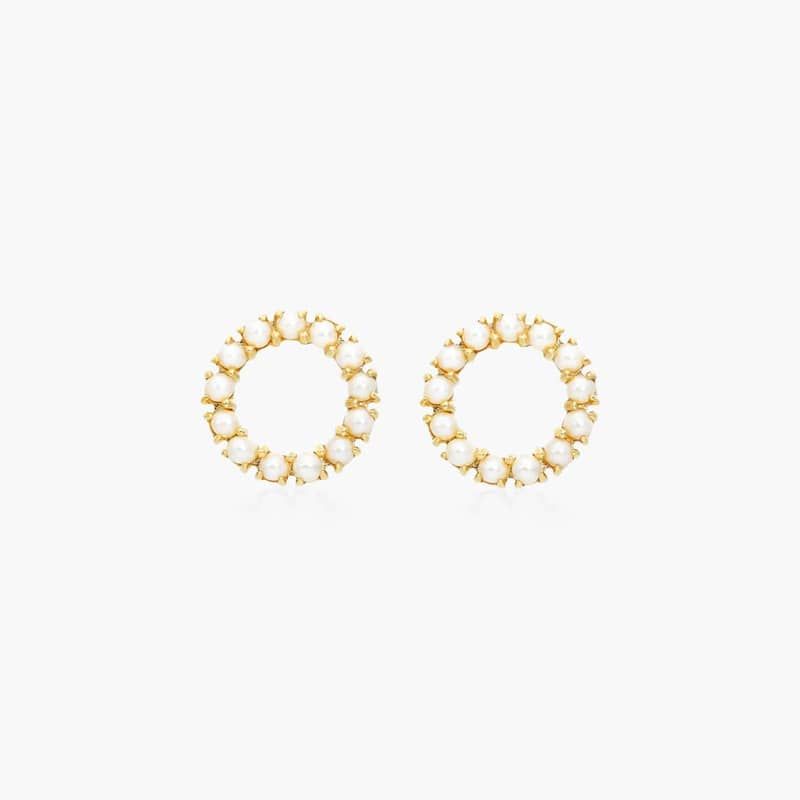 Cultured Freshwater Seed Pearl Open Circle Earrings In 14K Yellow Gold (2.0mm) By James Allen