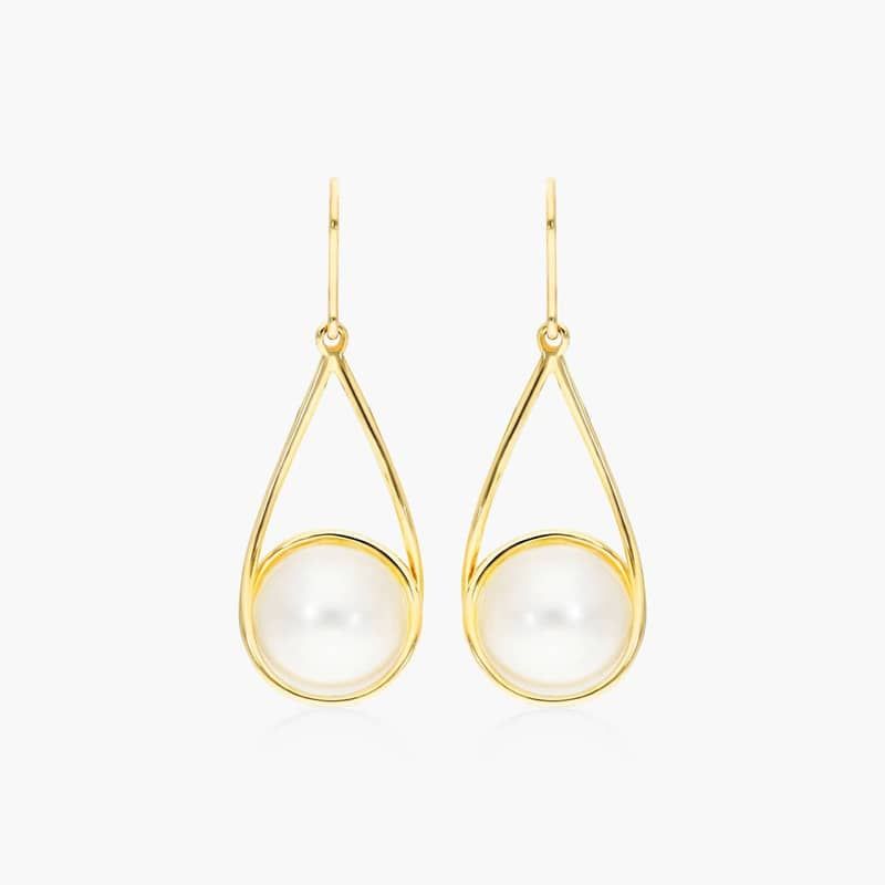 Cultured Freshwater Pearl Swirl Drop Earrings In 14K Yellow Gold (9.5-10.0mm) By James Allen