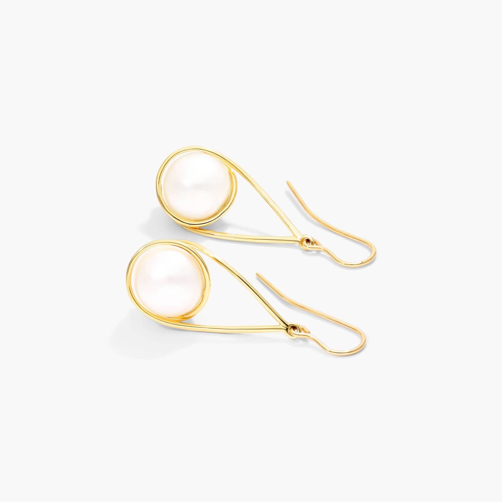 Cultured Freshwater Pearl Swirl Drop Earrings In 14K Yellow Gold (9.5-10.0mm)