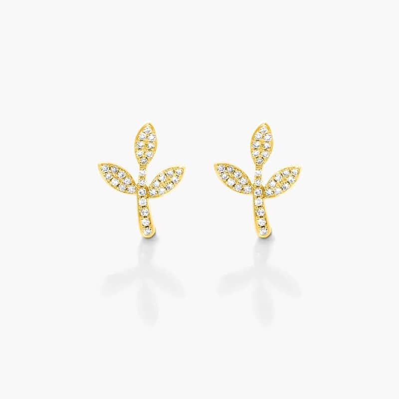 Three Leaves Diamond Earrings In 14K Yellow Gold By James Allen