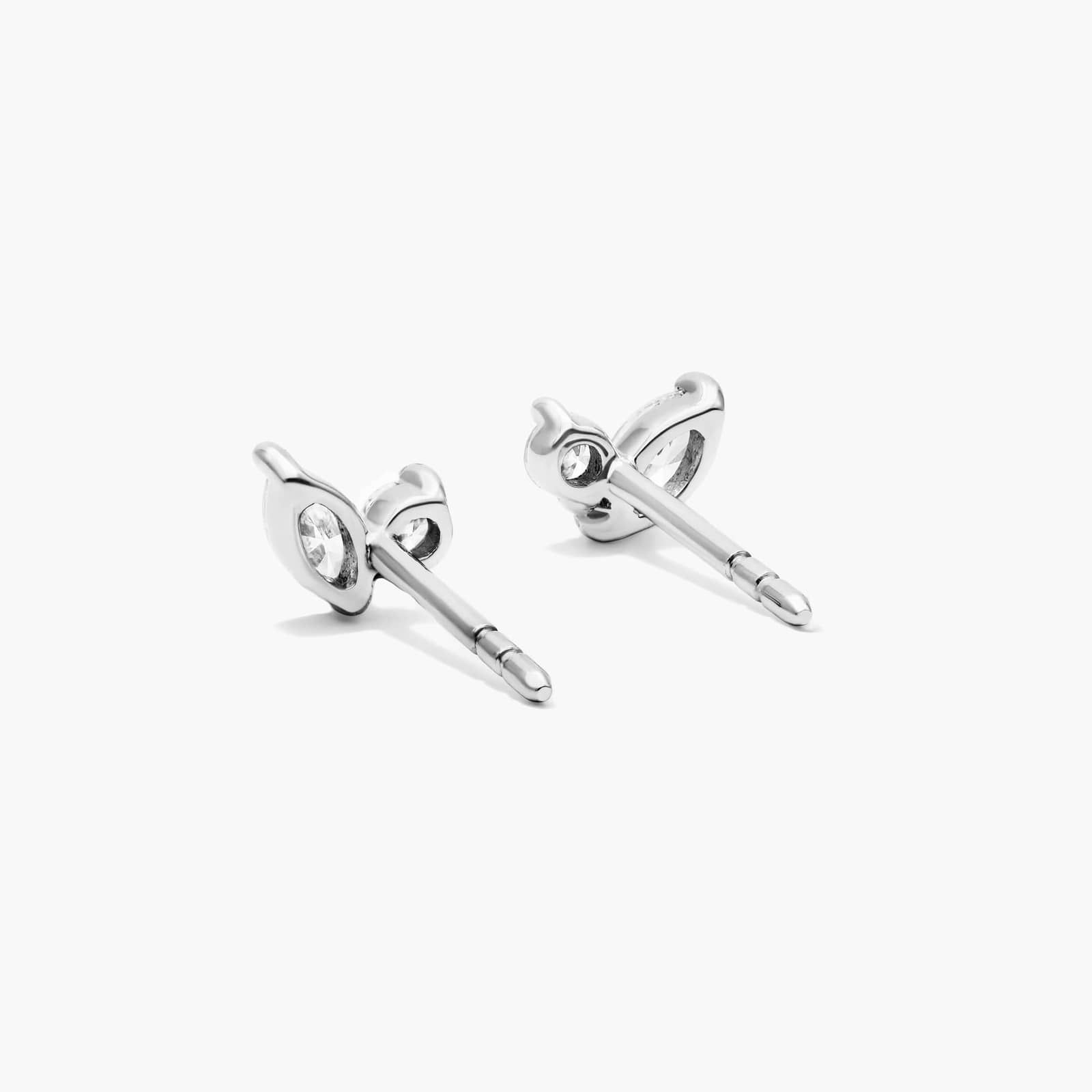 Blooming Leaves Diamond Stud Earrings In 14K White Gold