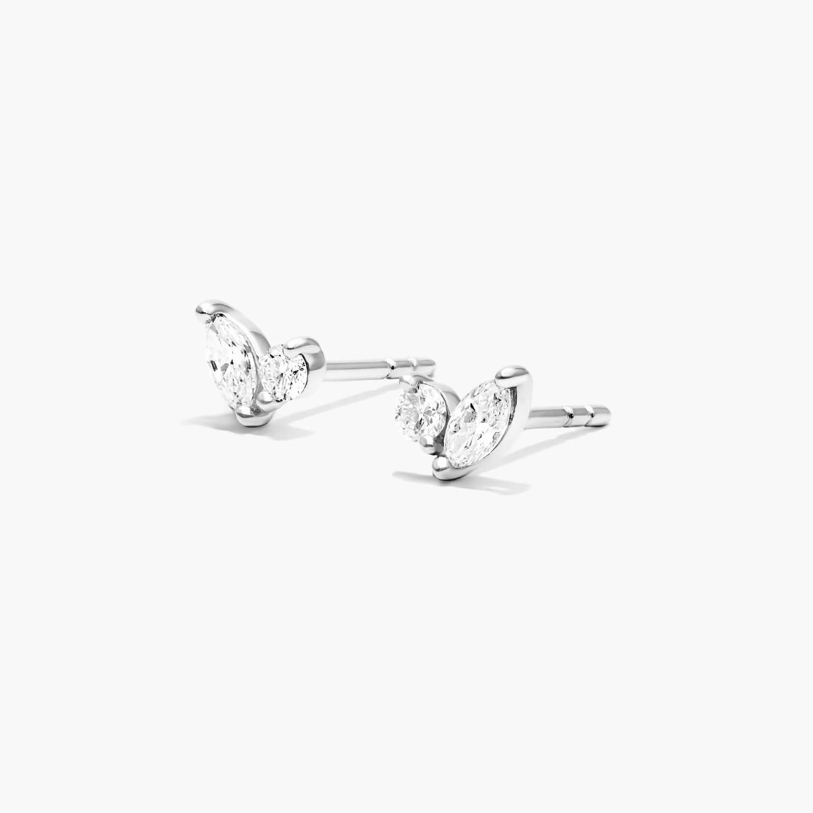 Blooming Leaves Lab-Grown Diamond Stud Earrings In 14K White Gold