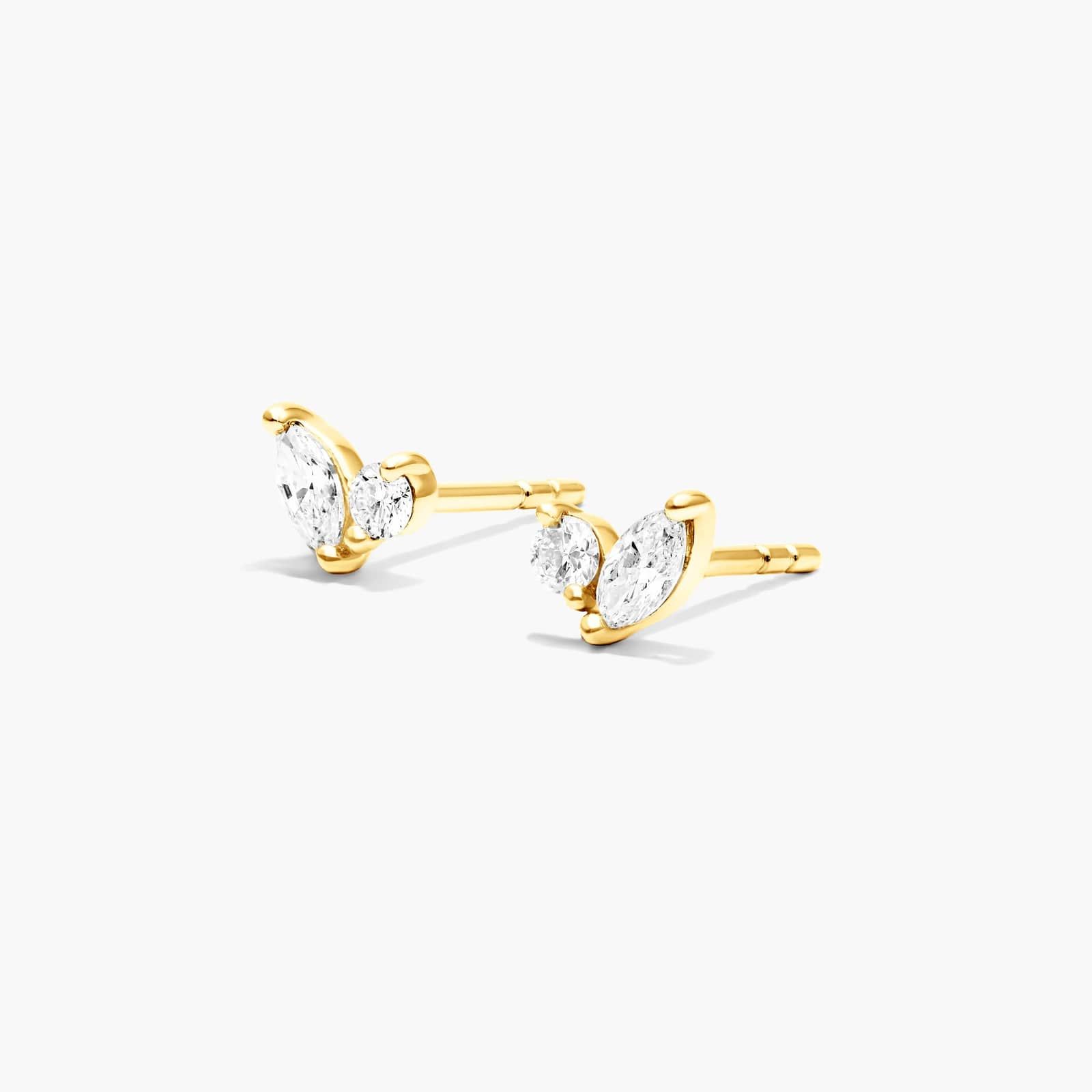 Blooming Leaves Diamond Stud Earrings In 14K Yellow Gold