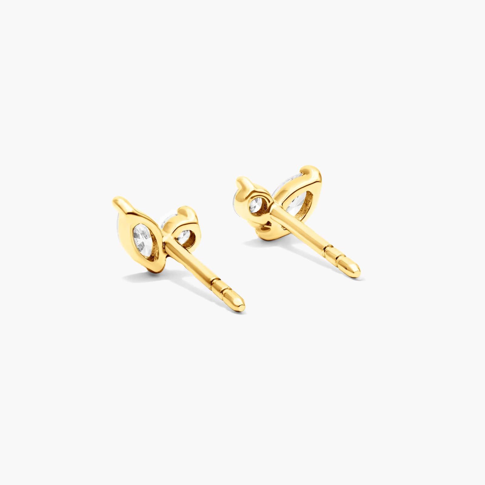 Blooming Leaves Lab-Grown Diamond Stud Earrings With In 14K Yellow Gold