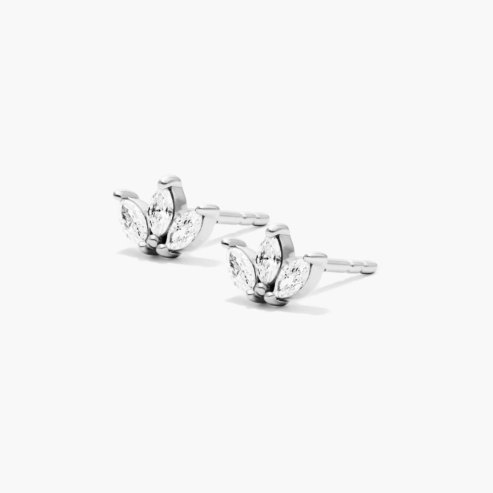 Azalea Diamond Stud Earrings In 14K White Gold