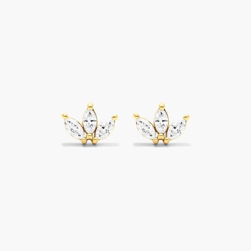 Azalea Diamond Stud Earrings In 14K Yellow Gold