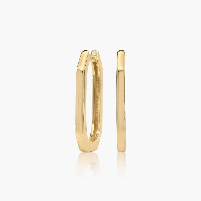 Golden Hour Rectangle Hoop Earrings In 14K Yellow Gold By James Allen