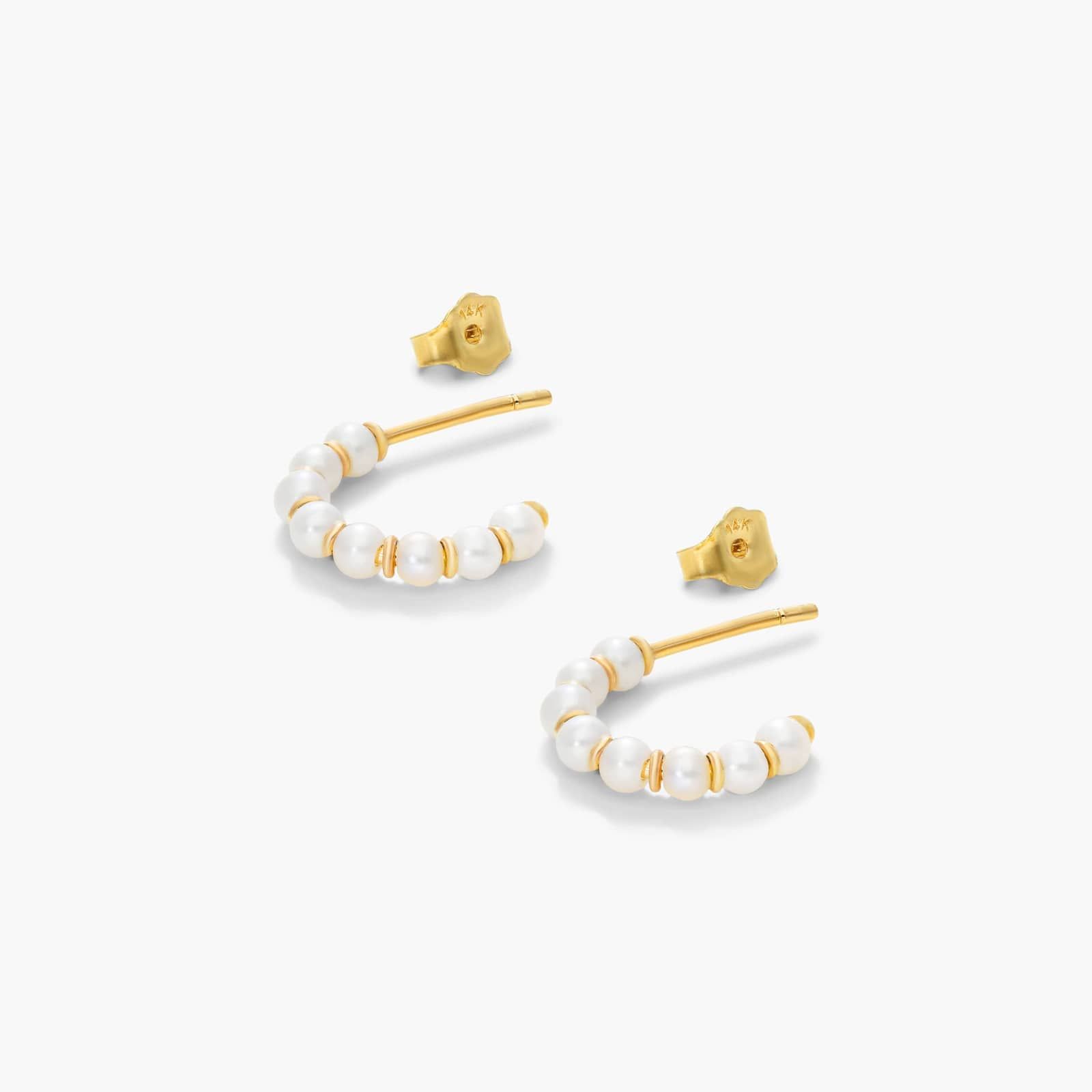 Cultured Freshwater Pearl Open Hoop Earrings In 14K Yellow Gold By James Allen