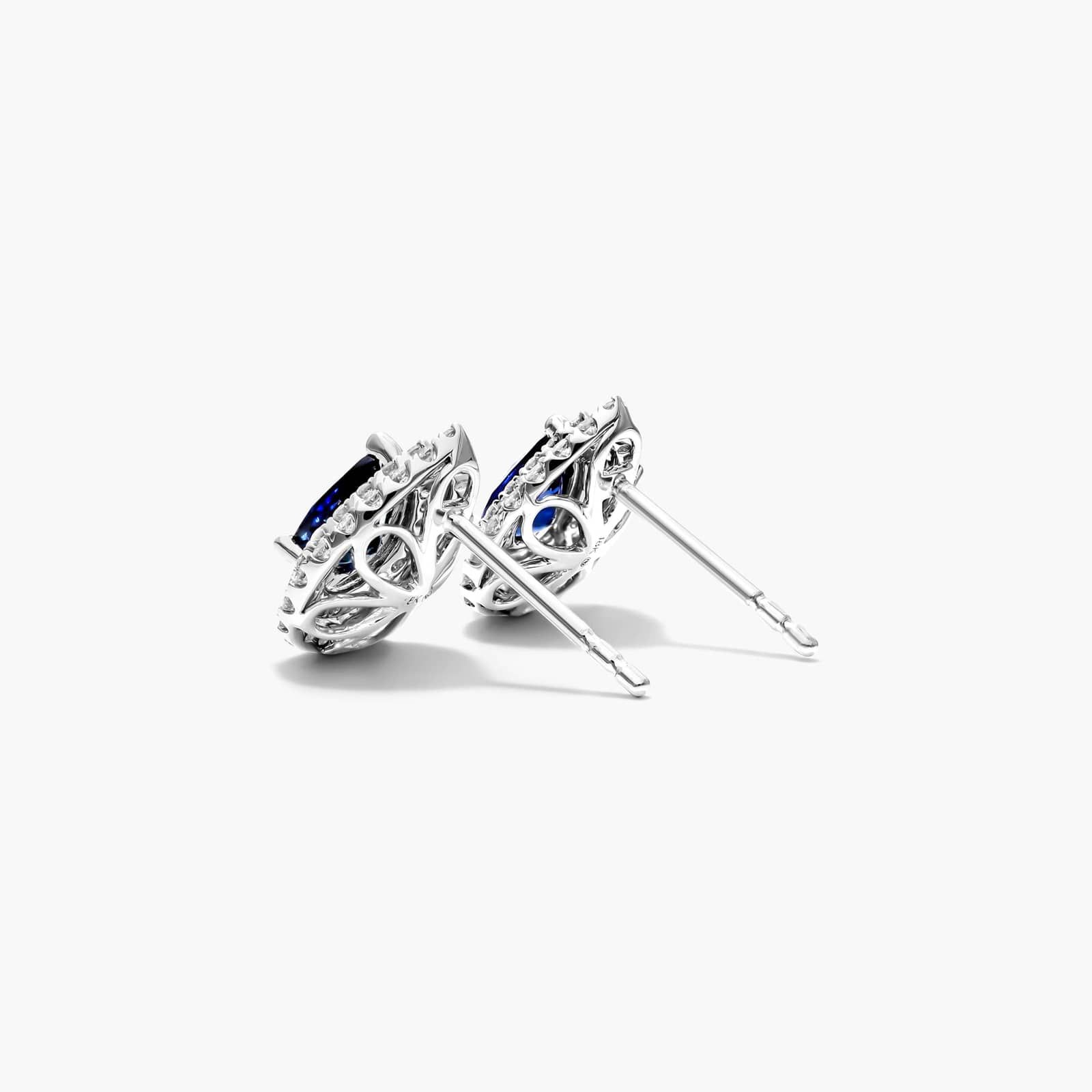Pear Shape Sapphire And Diamond Double Halo Earrings In 18K White Gold By James Allen