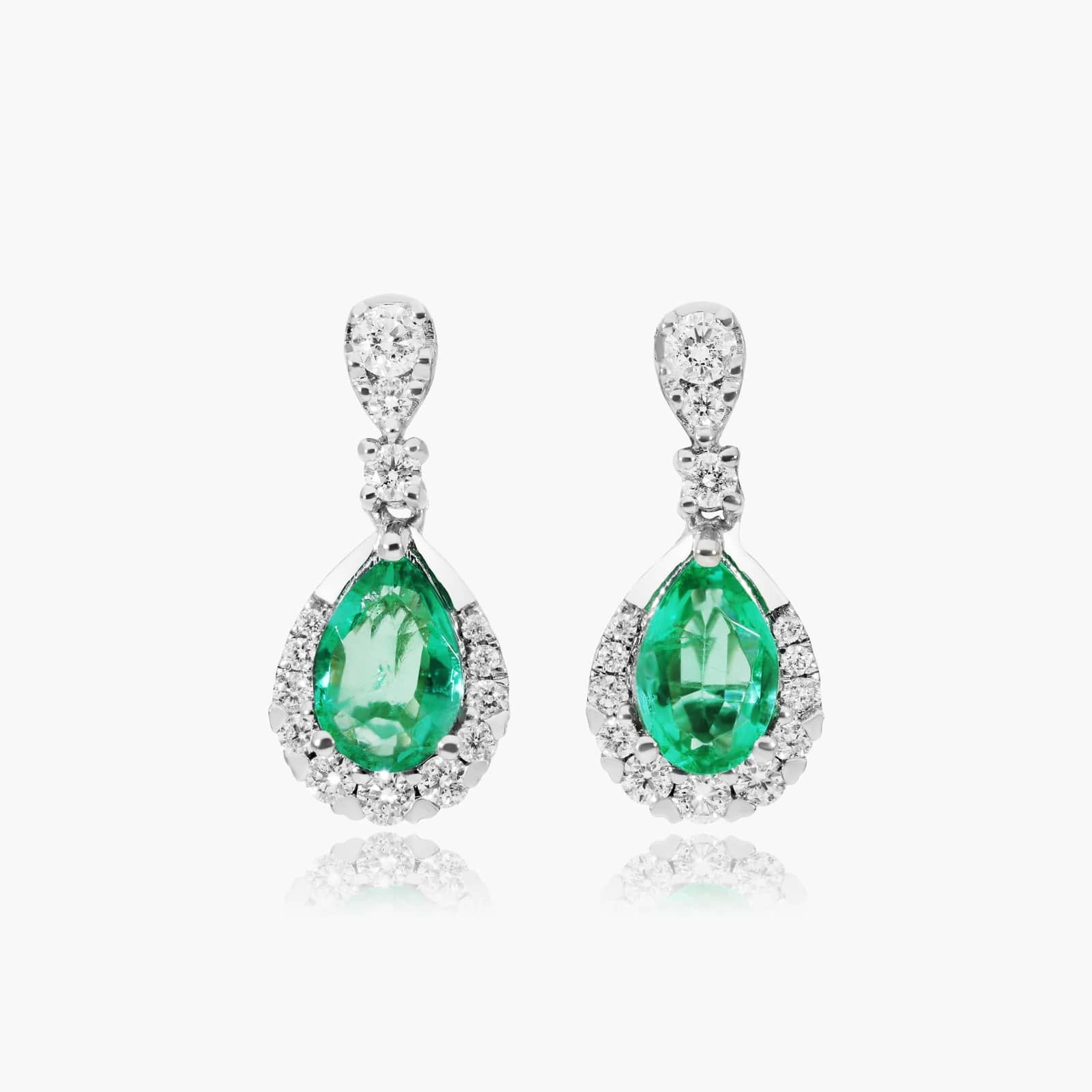 Regal Emerald Drop Earrings In 14K White Gold By James Allen