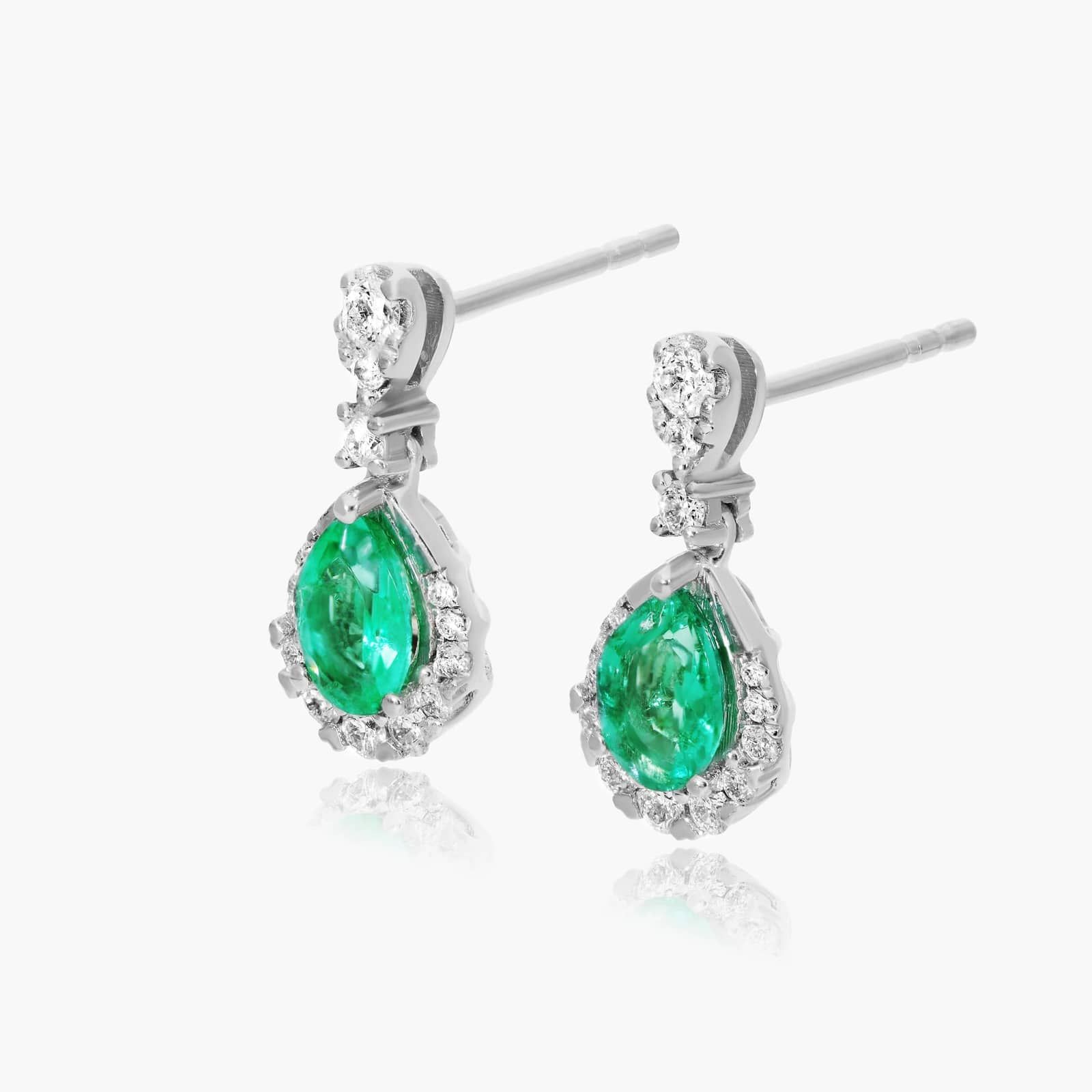 Regal Emerald Drop Earrings In 14K White Gold By James Allen
