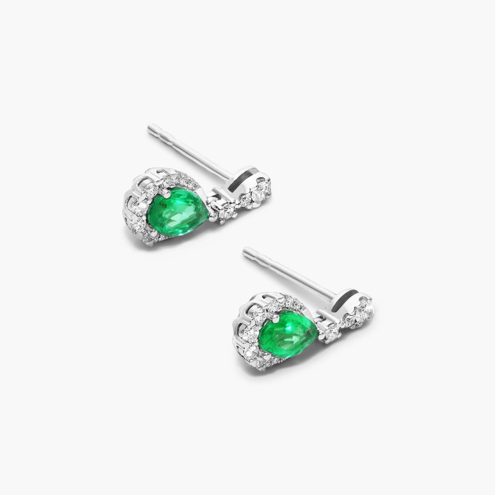 Regal Emerald Drop Earrings In 14K White Gold By James Allen