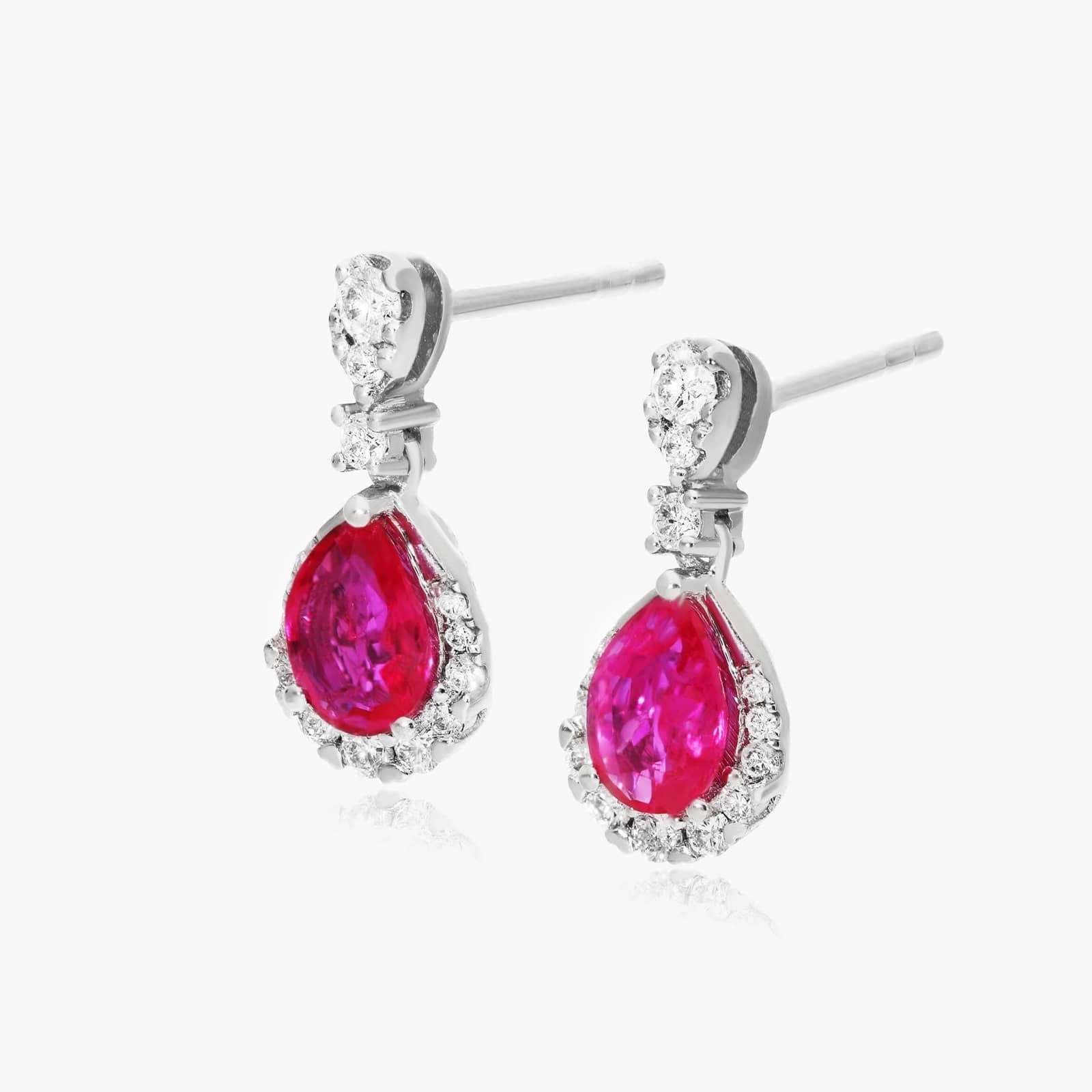 Regal Ruby Drop Earrings In 14K White Gold By James Allen