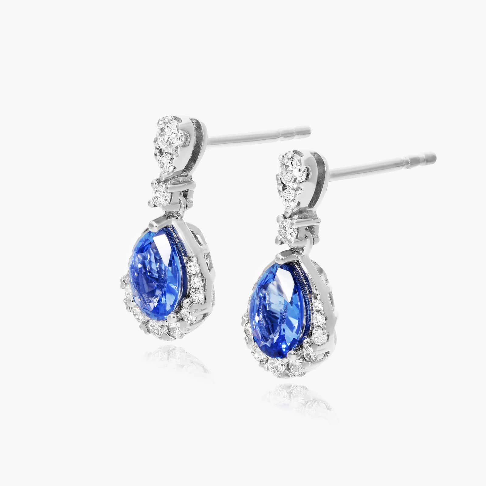 Regal Sapphire Drop Earrings In 14K White Gold By James Allen