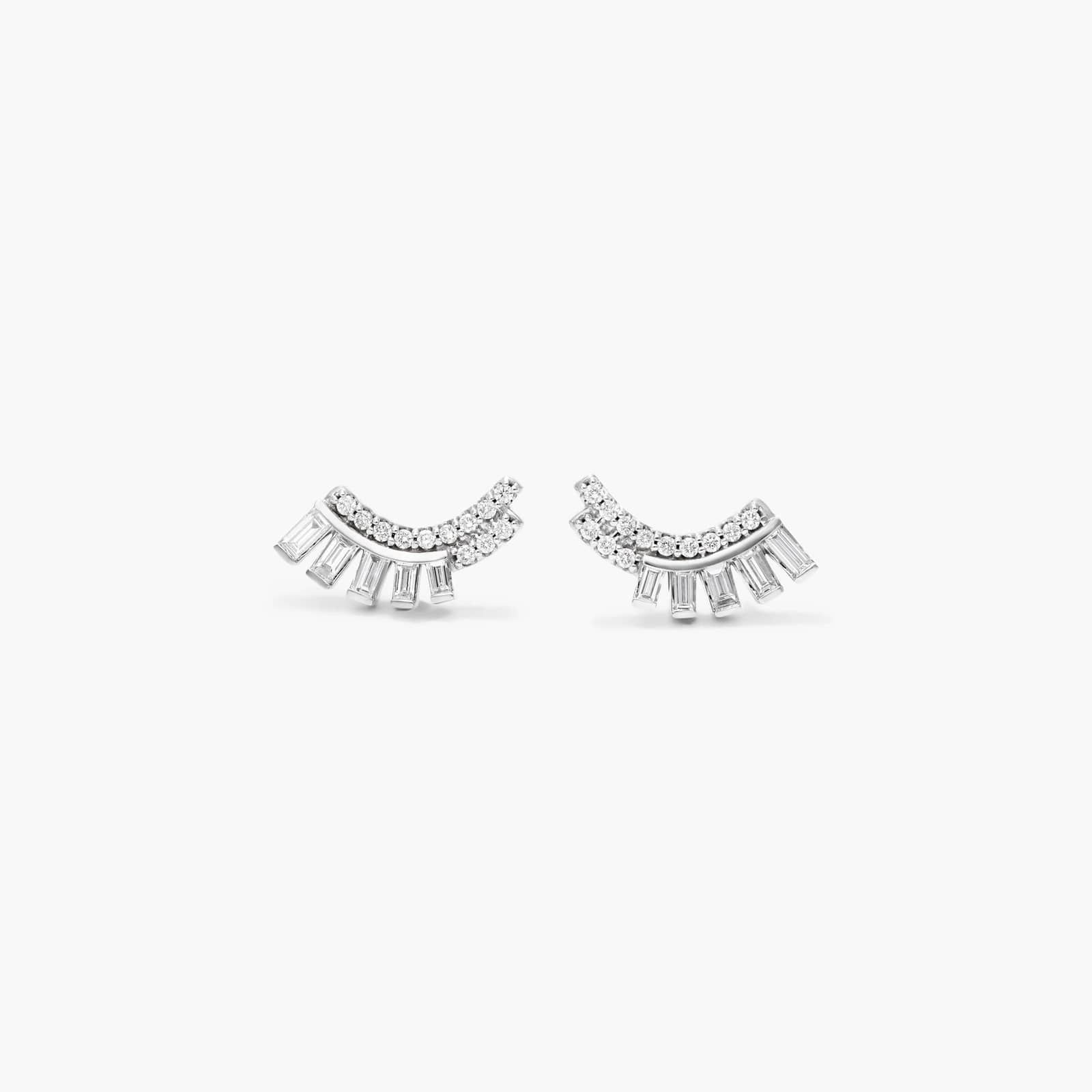 Curved Fan Diamond Climber Earrings In 14K White Gold By James Allen