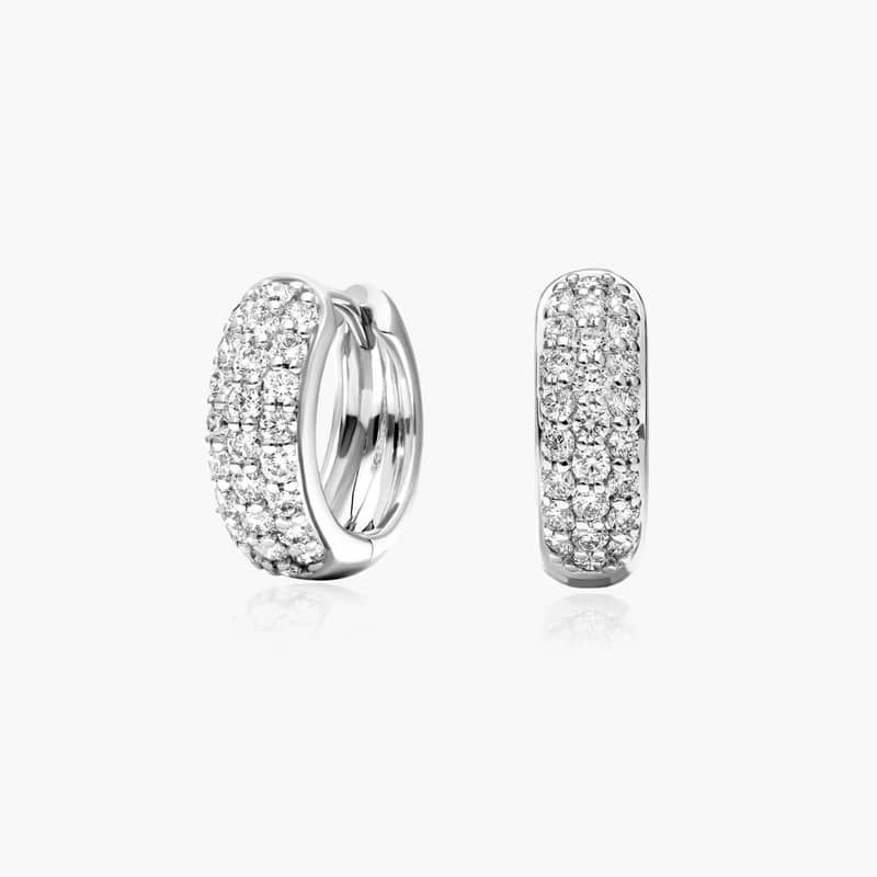 Pavé Hoop Earrings With Lab-Grown Diamonds In 14K White Gold By James Allen