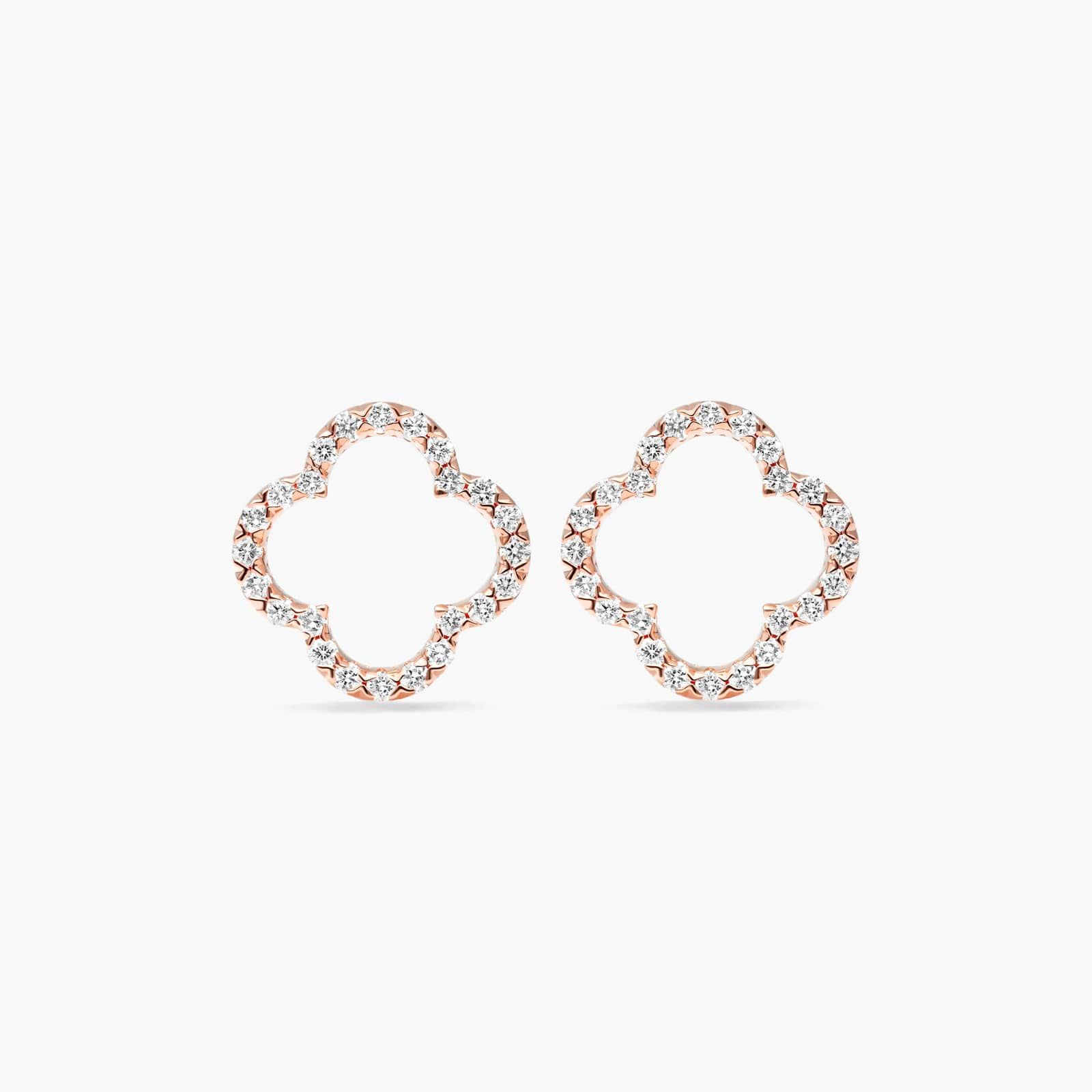 Open Clover Lab-Grown Diamond Stud Earrings In 14K Rose Gold By James Allen
