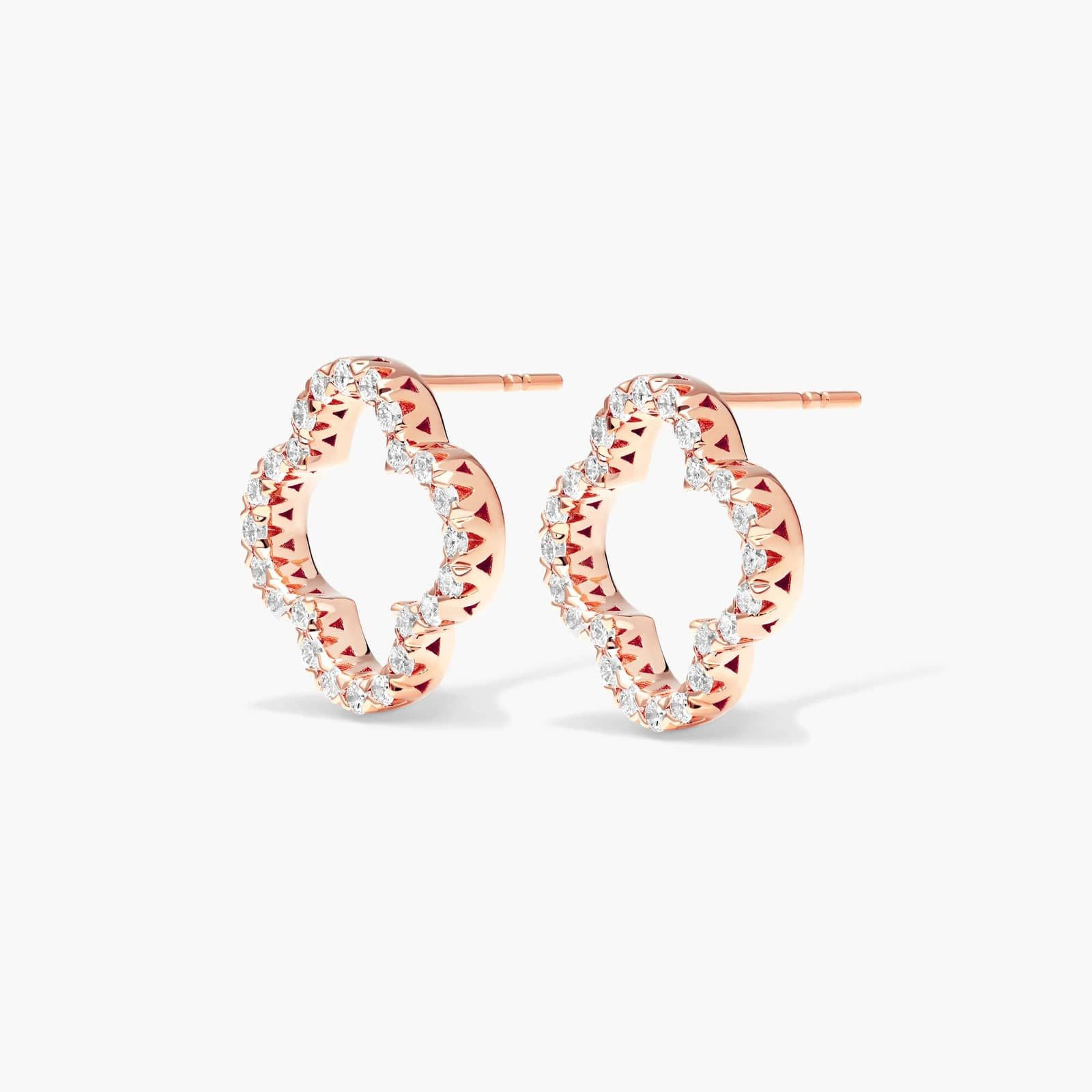 Open Clover Lab-Grown Diamond Stud Earrings In 14K Rose Gold By James Allen