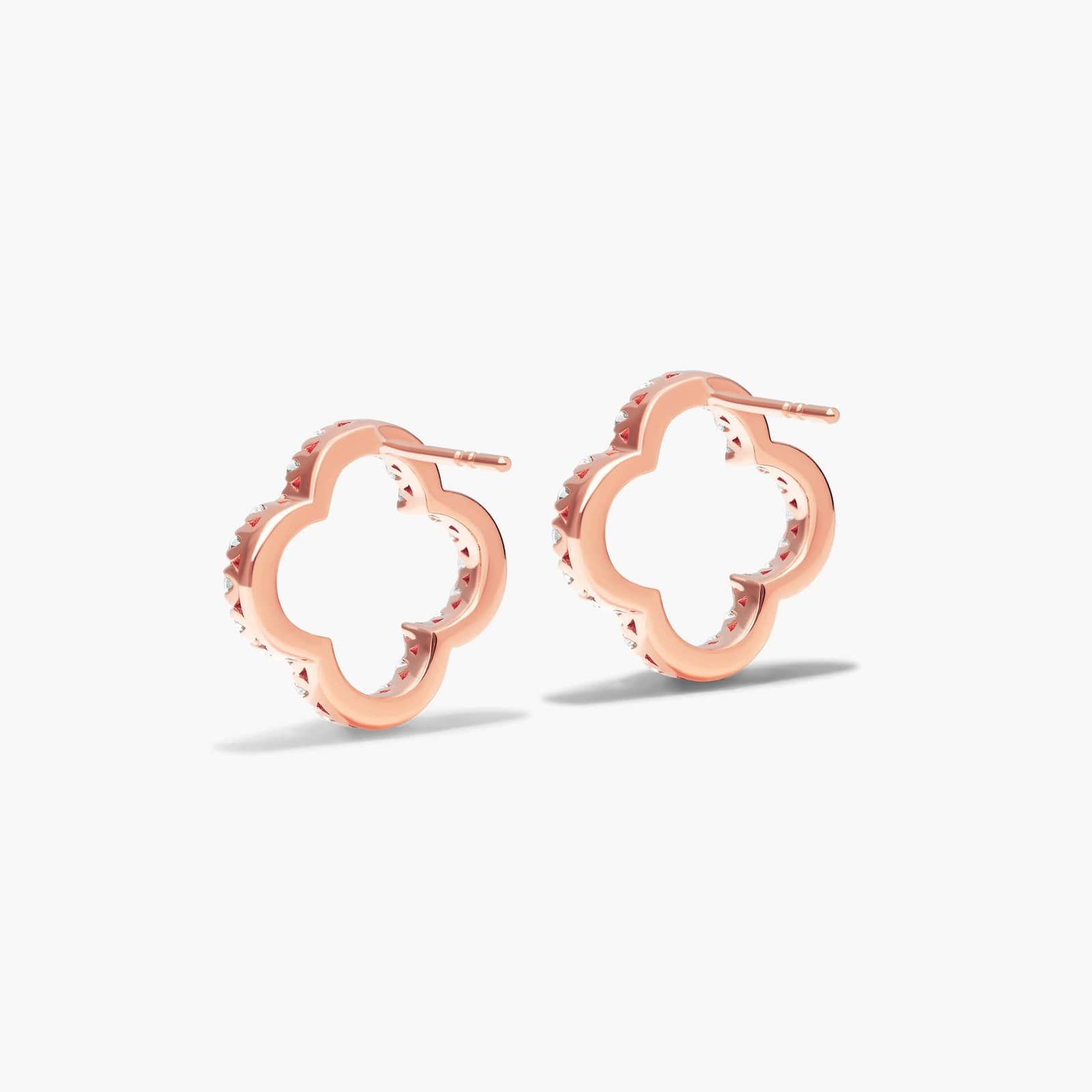 Open Clover Lab-Grown Diamond Stud Earrings In 14K Rose Gold By James Allen