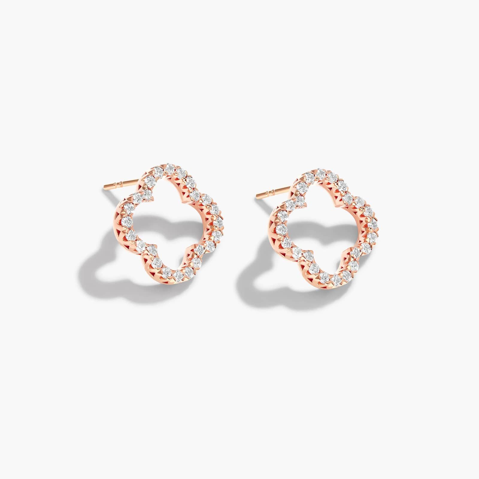 Open Clover Lab-Grown Diamond Stud Earrings In 14K Rose Gold By James Allen