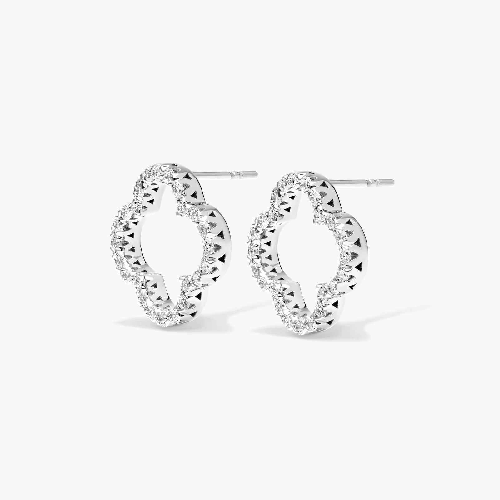 14K White Gold Lab-Grown Diamond Open Clover Stud Earrings By James Allen