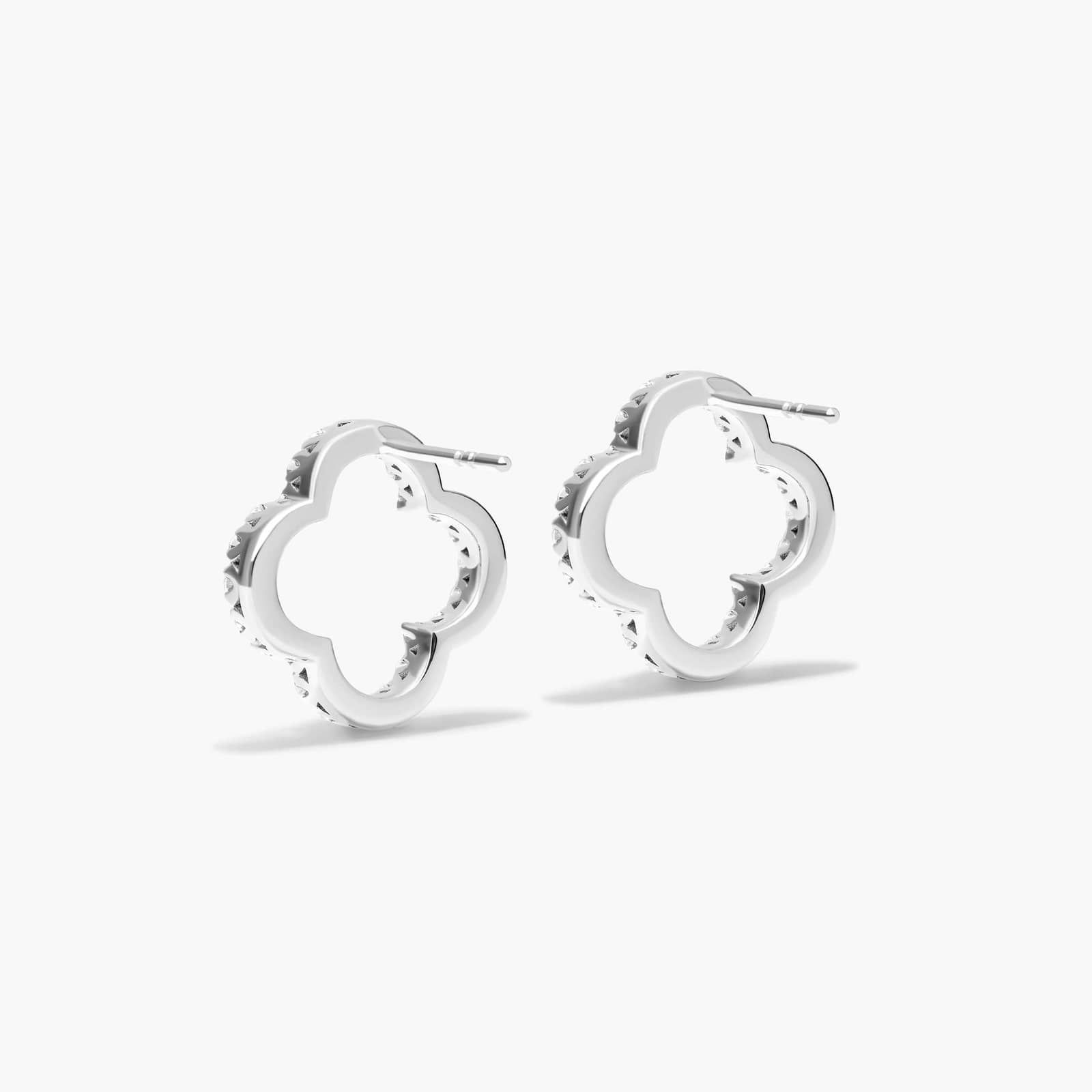 14K White Gold Lab-Grown Diamond Open Clover Stud Earrings By James Allen
