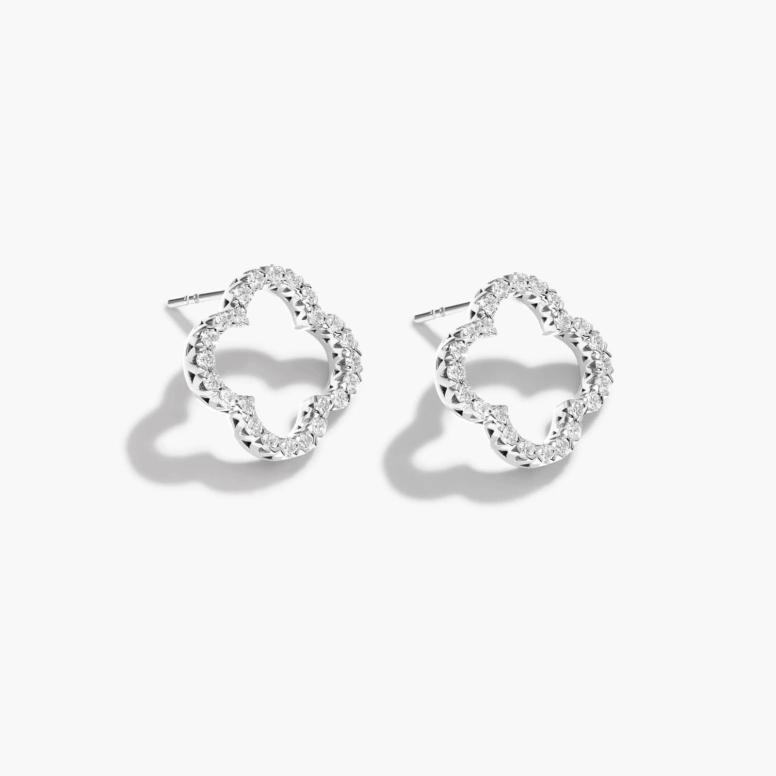 14K White Gold Lab-Grown Diamond Open Clover Stud Earrings By James Allen