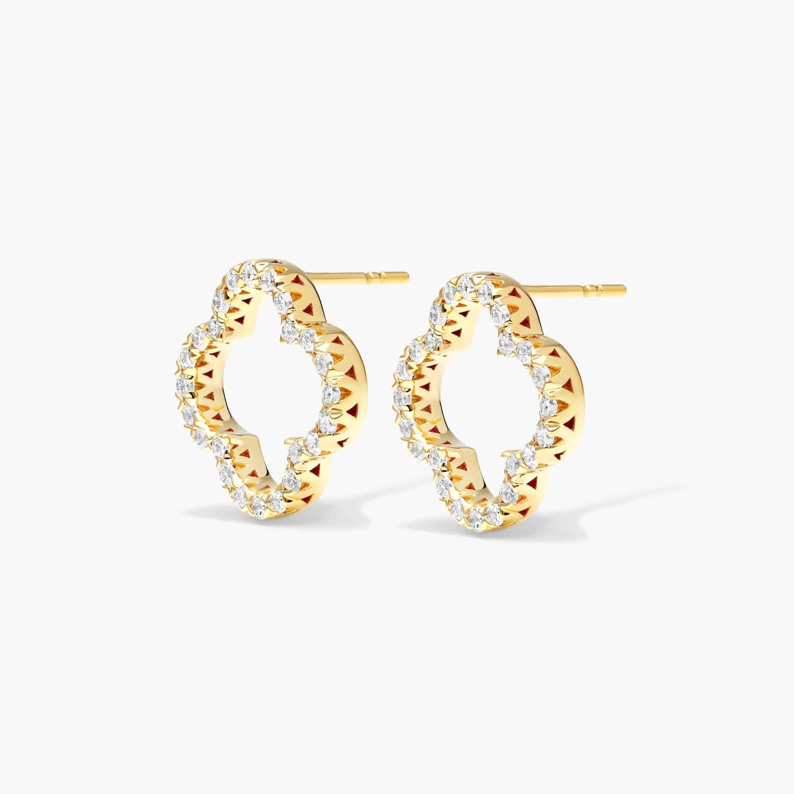 Open Clover Lab-Grown Diamond Stud Earrings In 14K Yellow Gold By James Allen