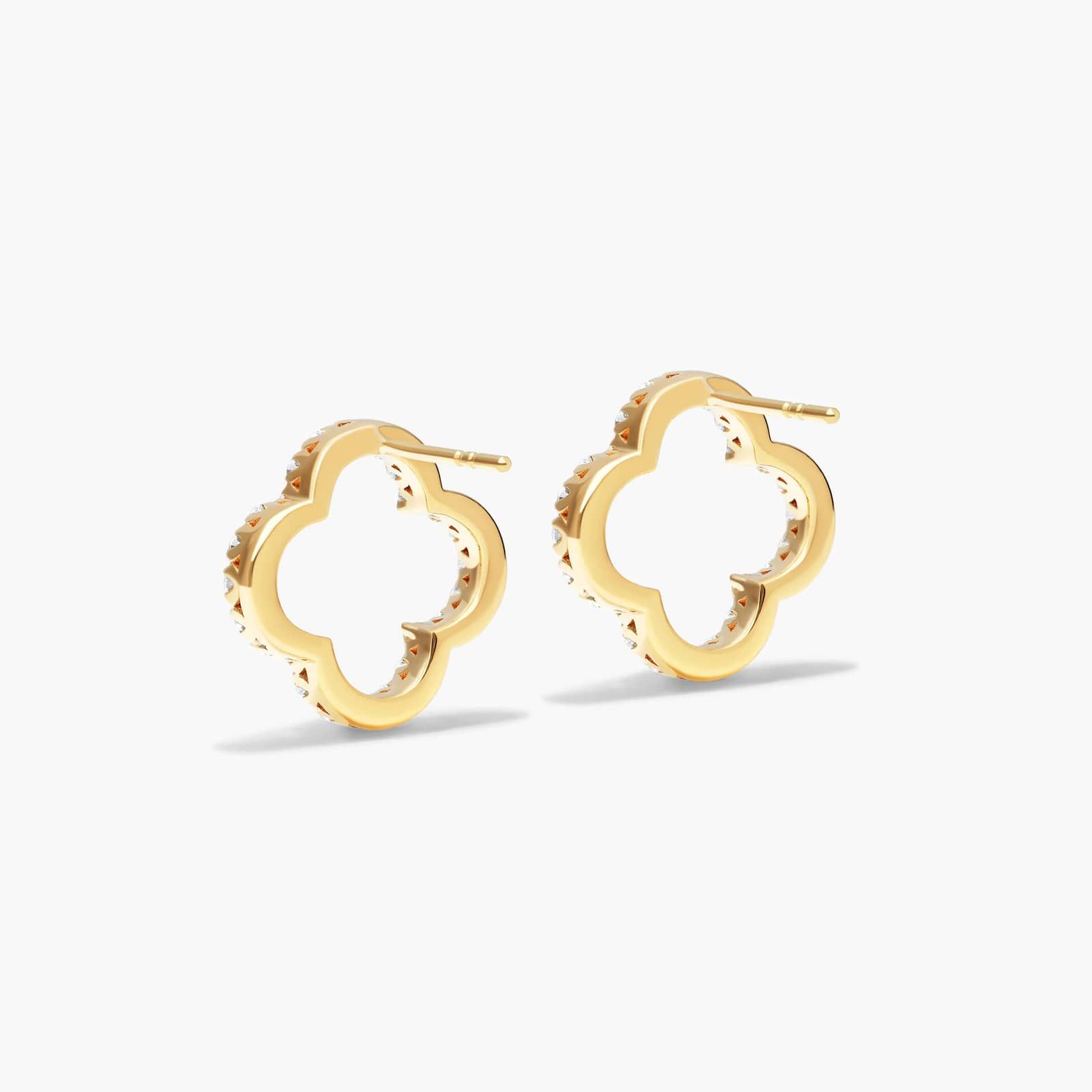 Open Clover Lab-Grown Diamond Stud Earrings In 14K Yellow Gold By James Allen