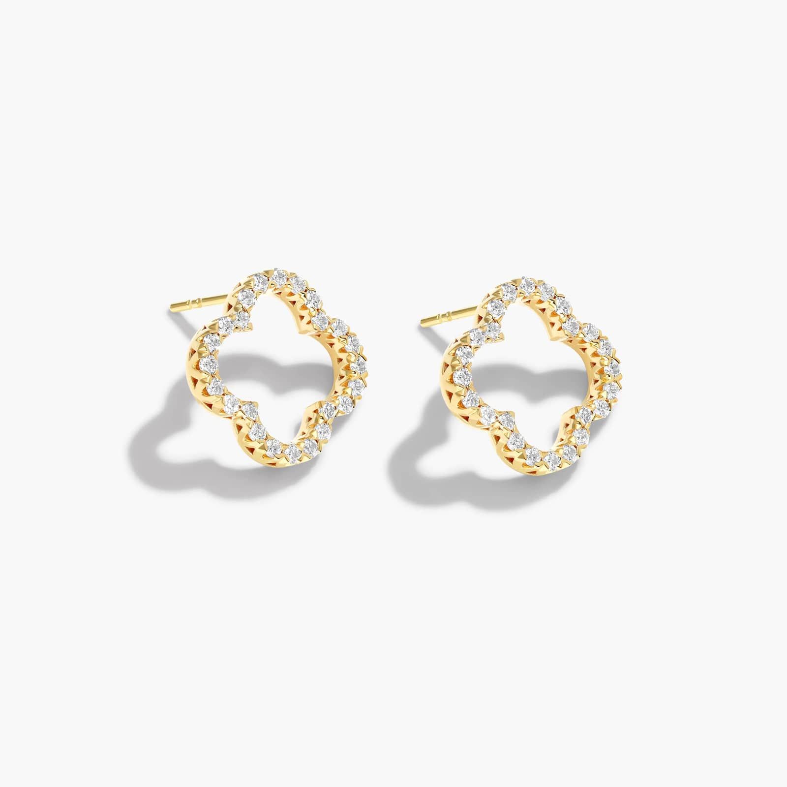 Open Clover Lab-Grown Diamond Stud Earrings In 14K Yellow Gold By James Allen