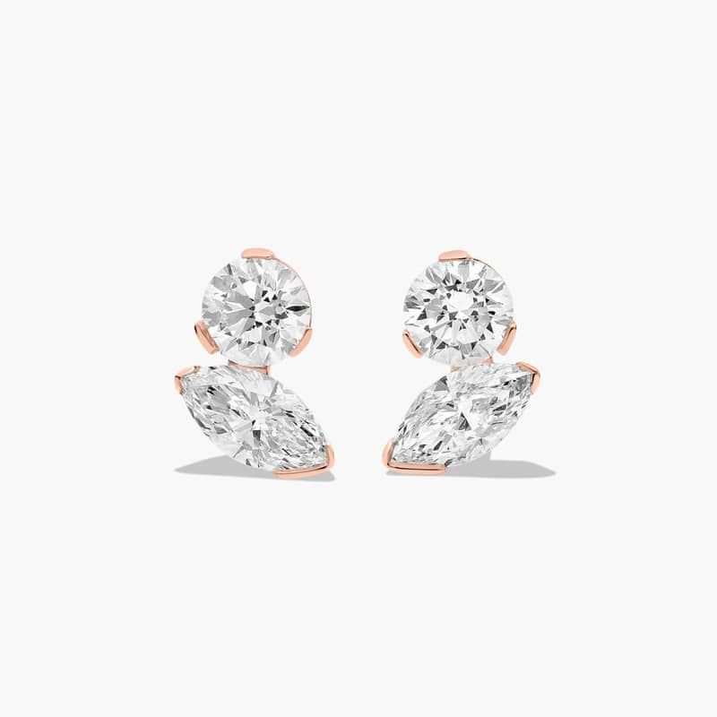 Toi et Moi Earrings With Marquise Cut Lab-Grown Diamonds In 14K Rose Gold By James Allen