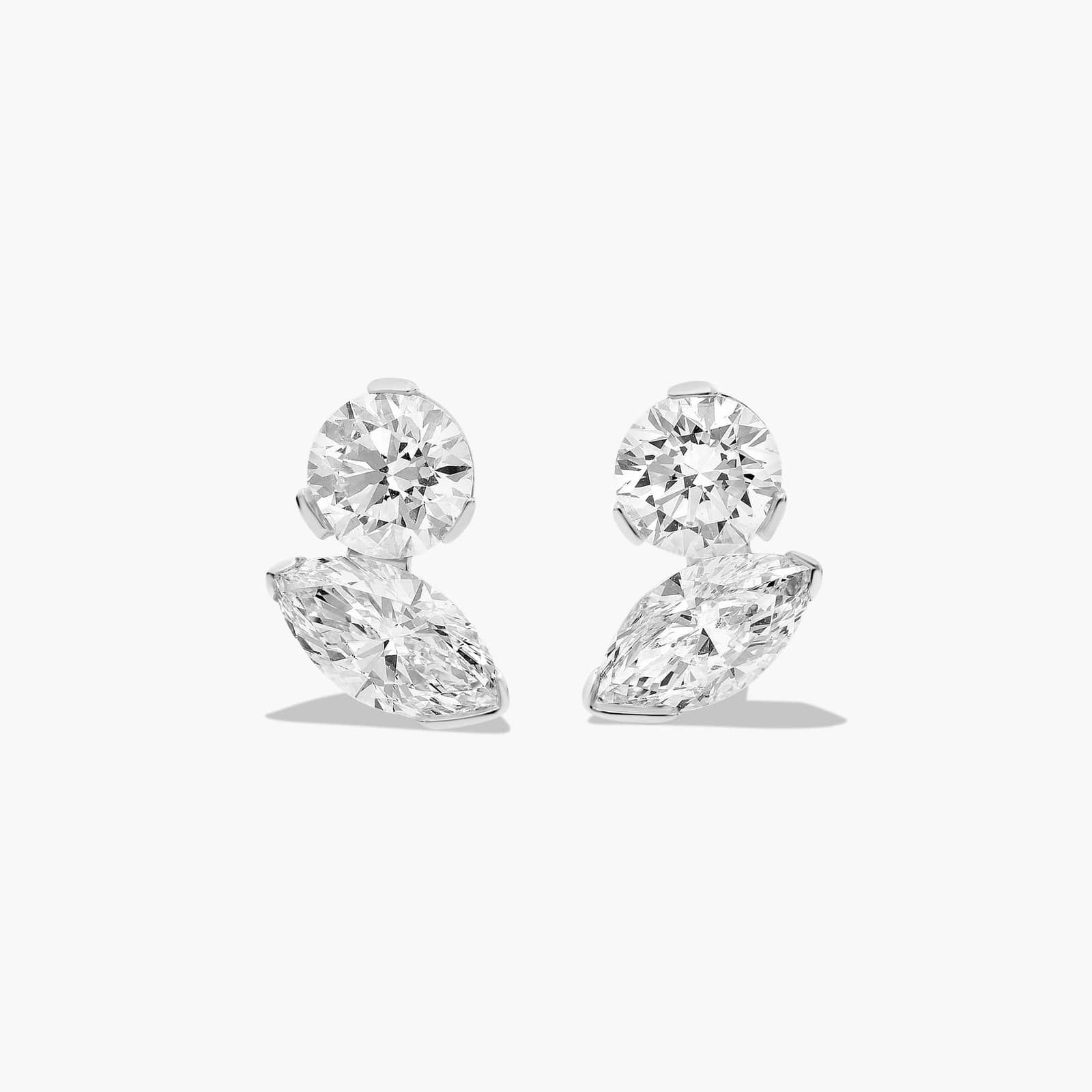 Toi et Moi Earrings With Marquise Cut Lab-Grown Diamonds In 14K White Gold By James Allen
