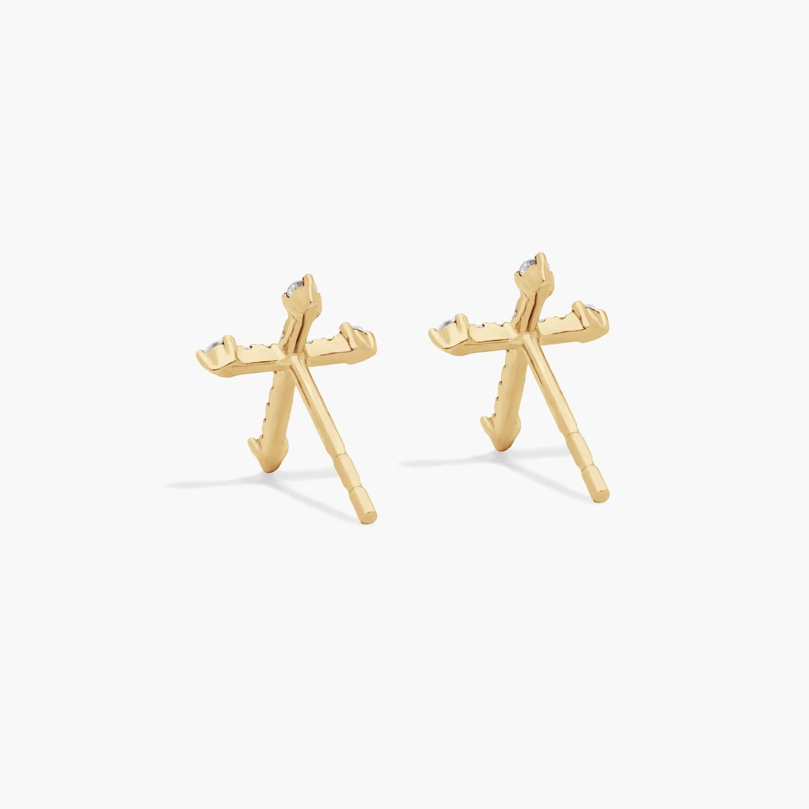 Cross Diamond Stud Earrings In 14K Yellow Gold By James Allen