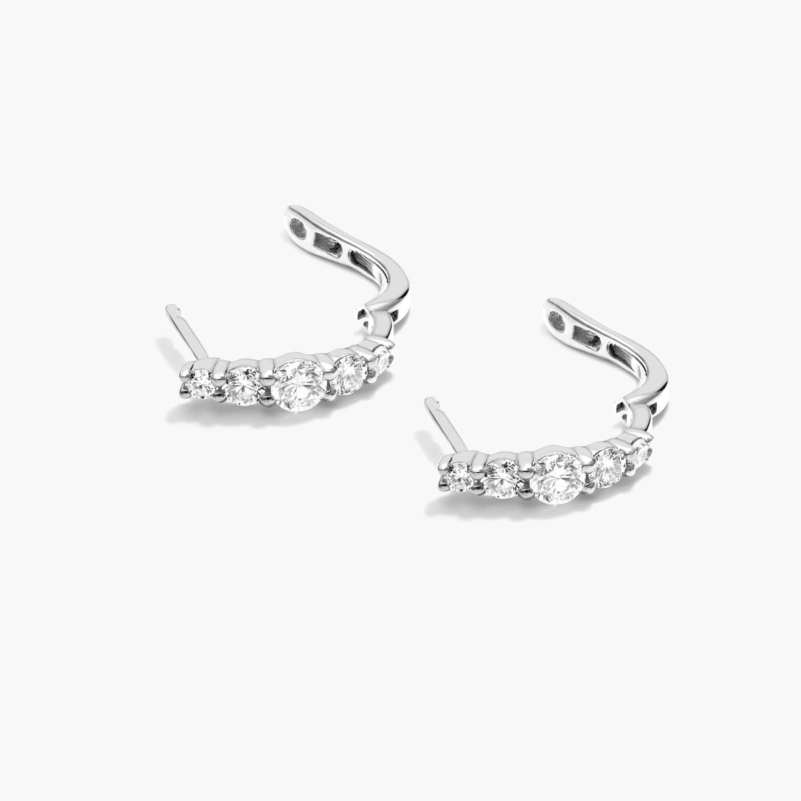 Graduating Hoop Earrings With Lab-Grown Diamonds In 14K White Gold By James Allen